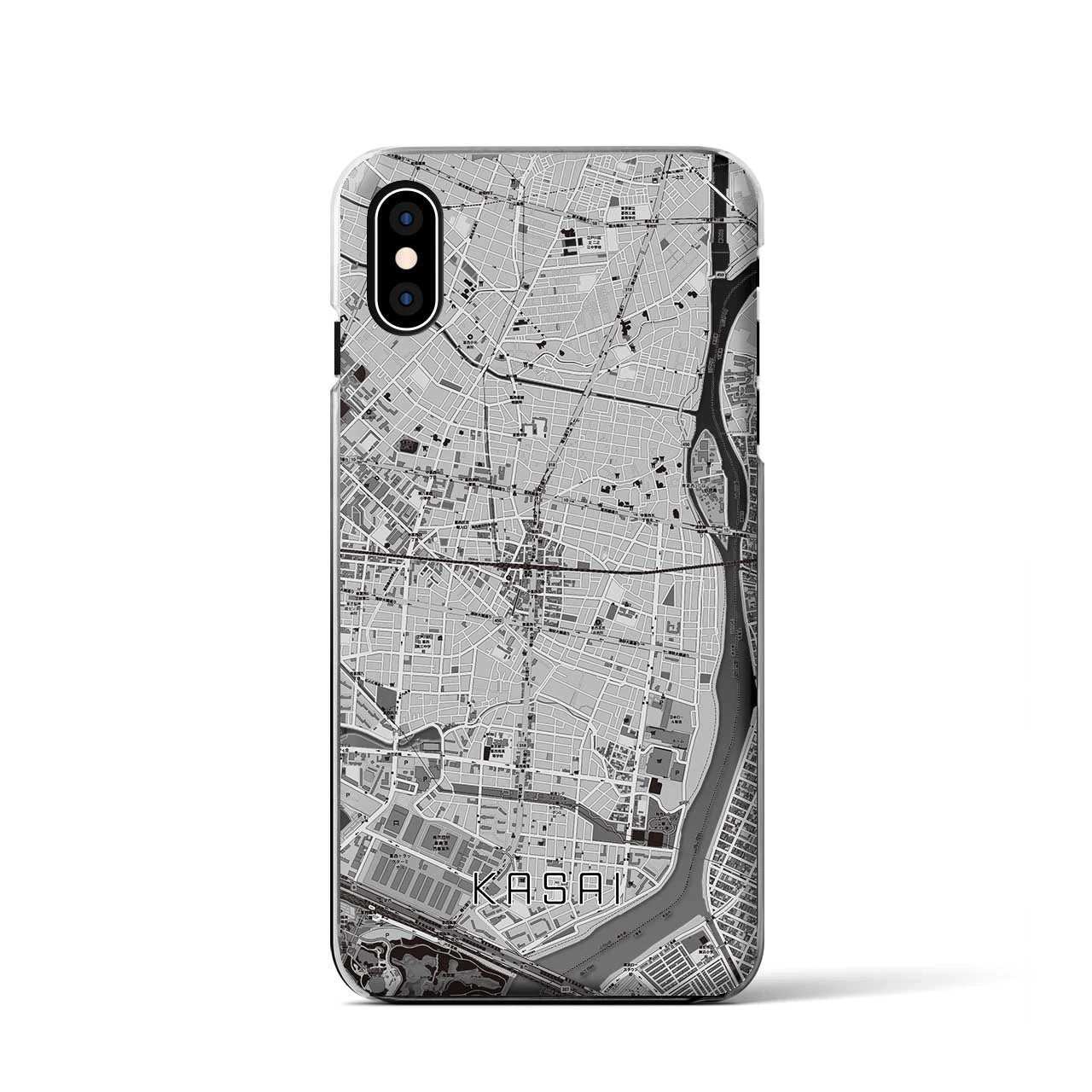 【葛西(東京都)】地図柄iPhoneケース(クリアタイプ)モノトーン・iPhone XS / X 用