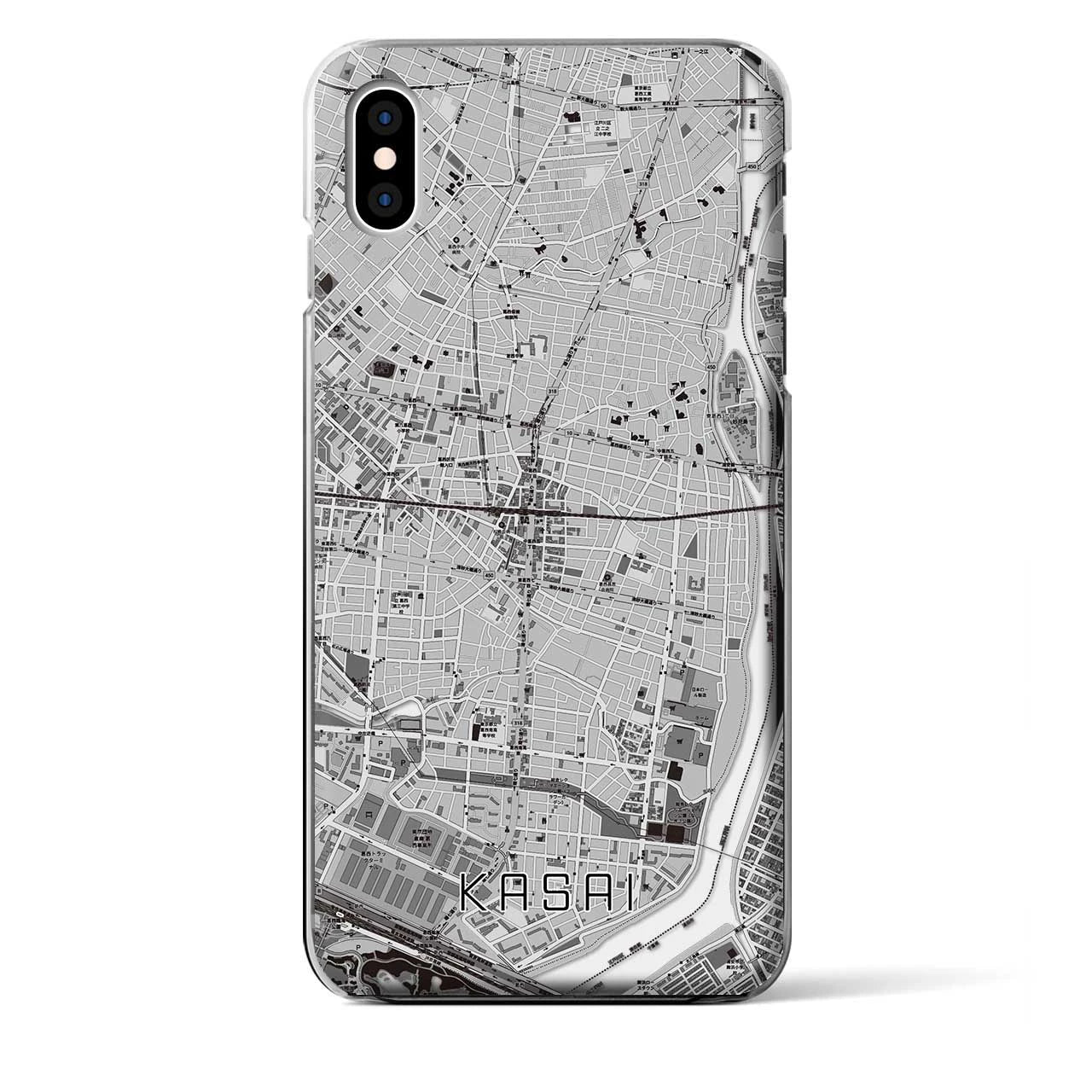 【葛西(東京都)】地図柄iPhoneケース(クリアタイプ)モノトーン・iPhone XS Max 用