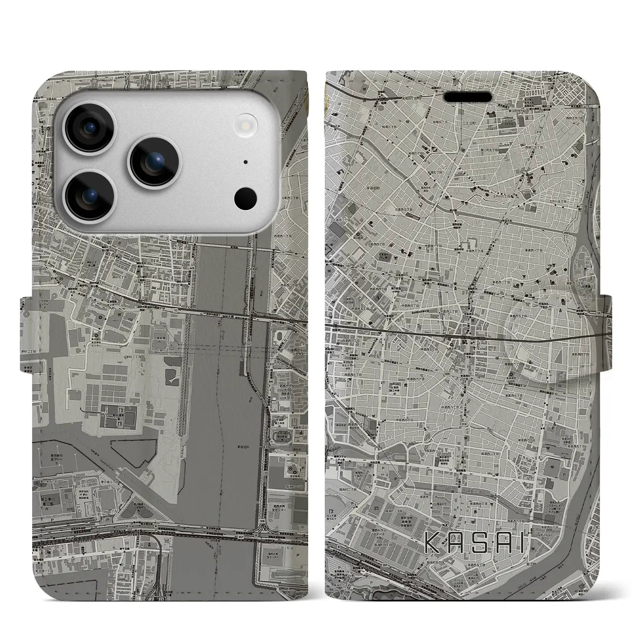 【葛西(東京都)】地図柄iPhoneケース(手帳タイプ)