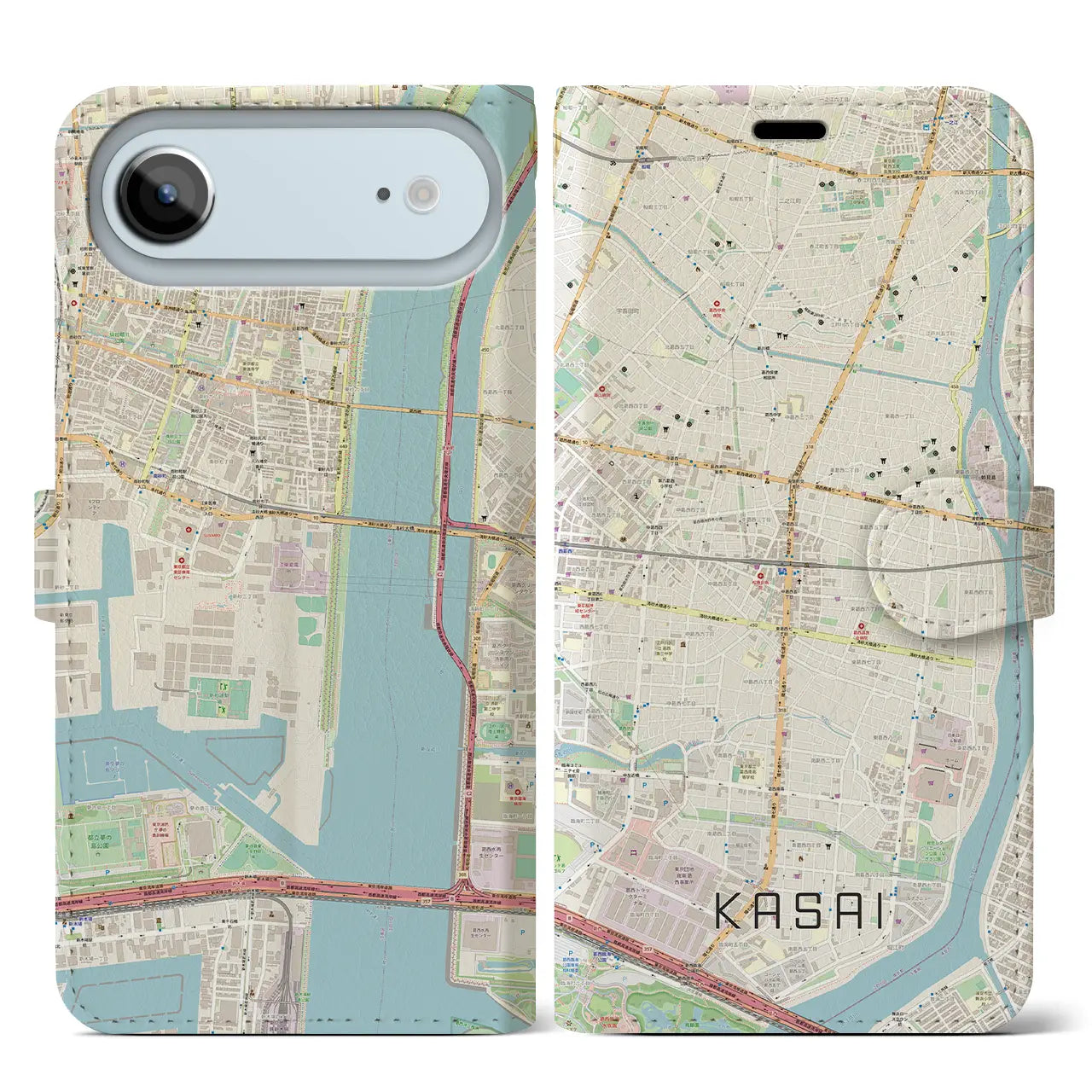 【葛西(東京都)】地図柄iPhoneケース(手帳タイプ)
