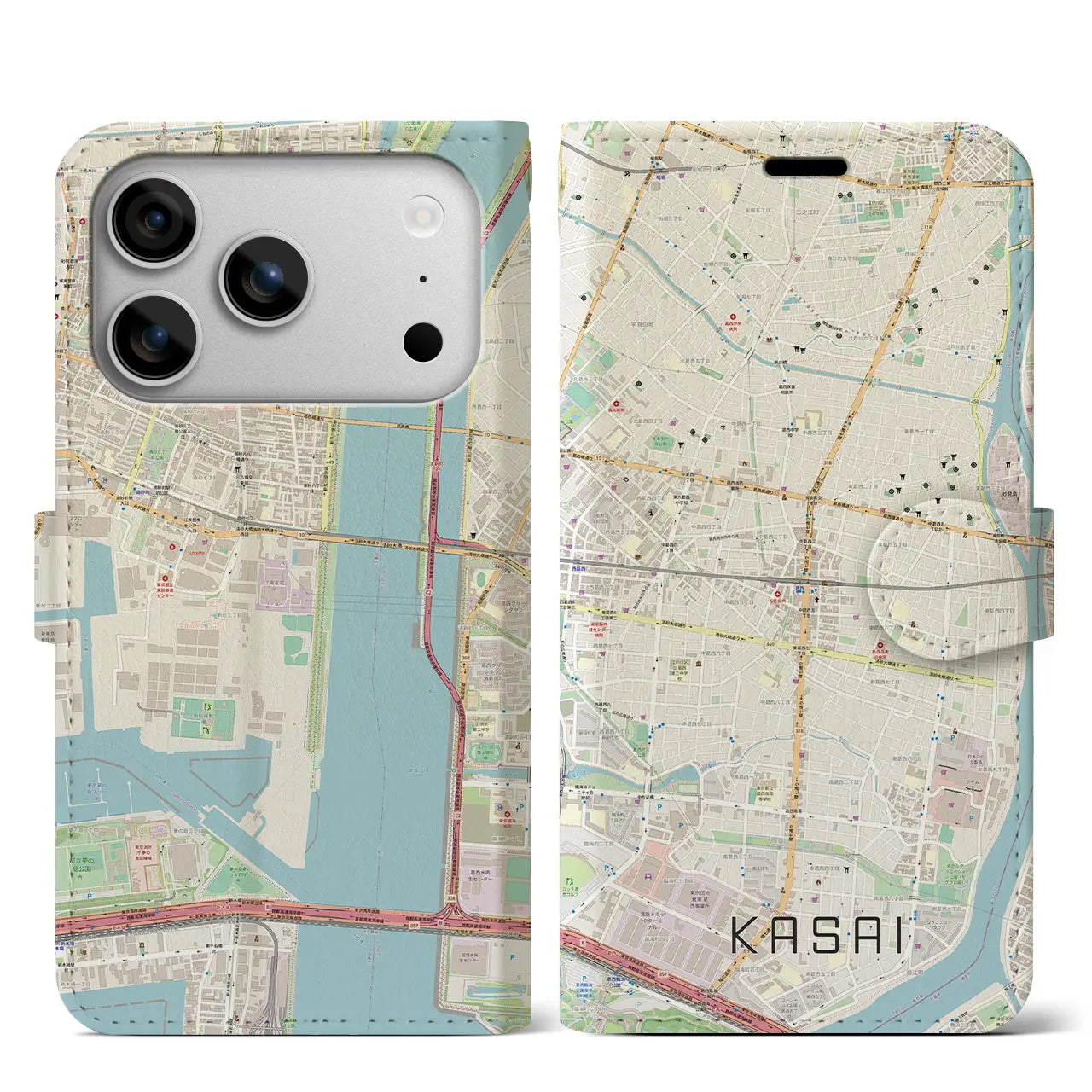 【葛西(東京都)】地図柄iPhoneケース(手帳タイプ)