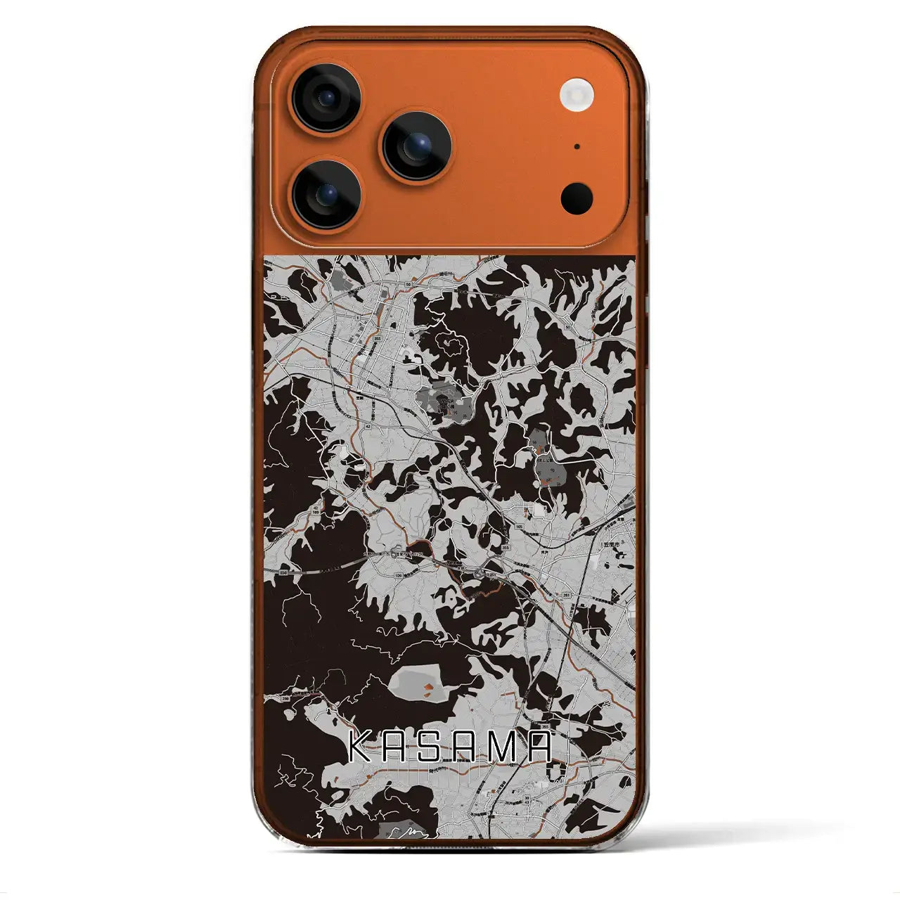 【笠間(茨城県)】地図柄iPhoneケース(クリアタイプ)モノトーン・iPhone 17 Pro Max 用