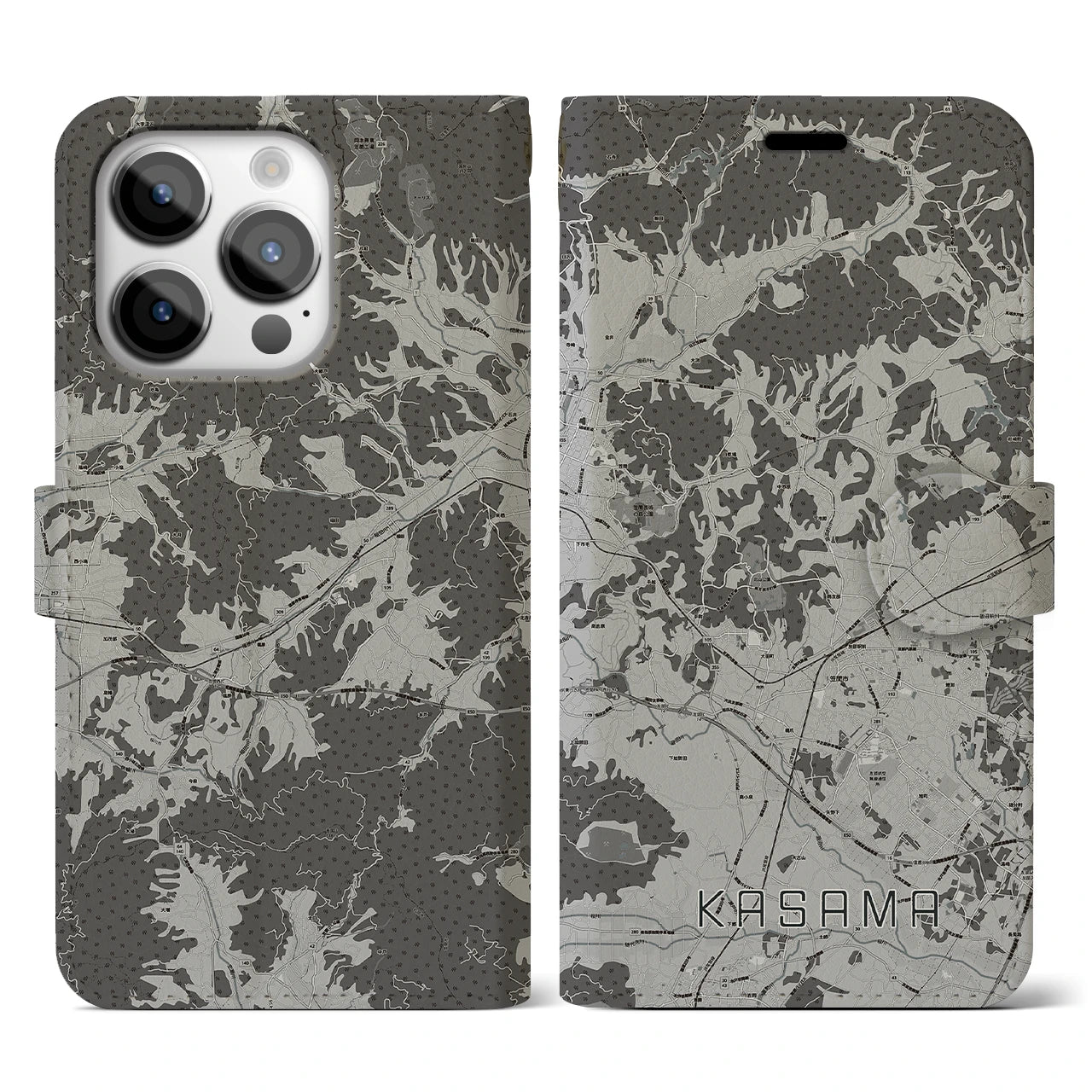 【笠間(茨城県)】地図柄iPhoneケース(手帳タイプ)