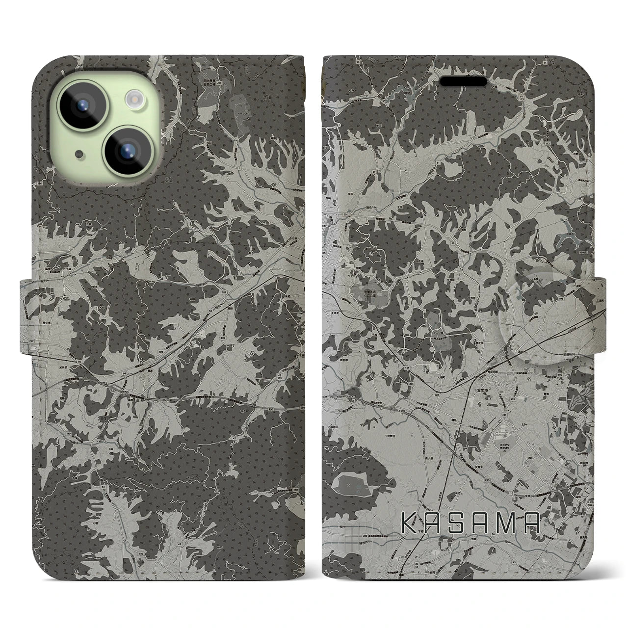 【笠間(茨城県)】地図柄iPhoneケース(手帳タイプ)