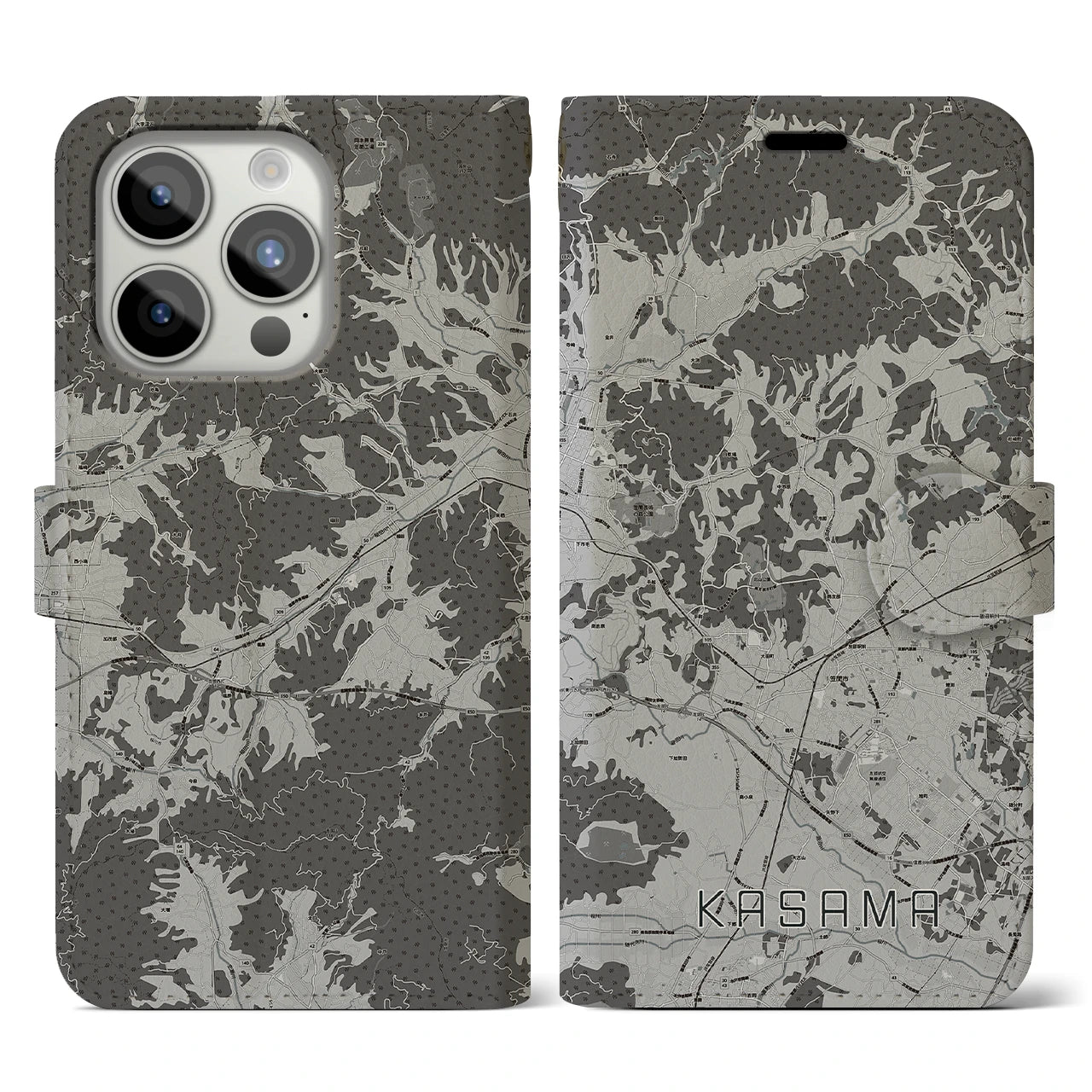 【笠間(茨城県)】地図柄iPhoneケース(手帳タイプ)