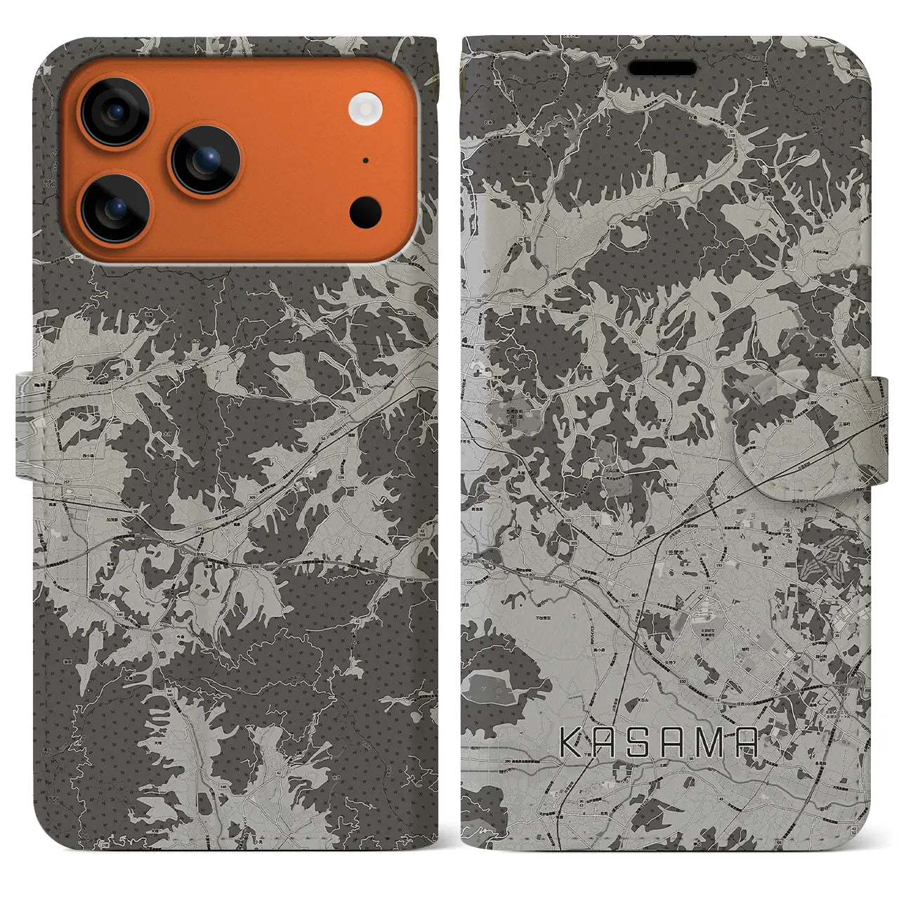 【笠間(茨城県)】地図柄iPhoneケース(手帳タイプ)