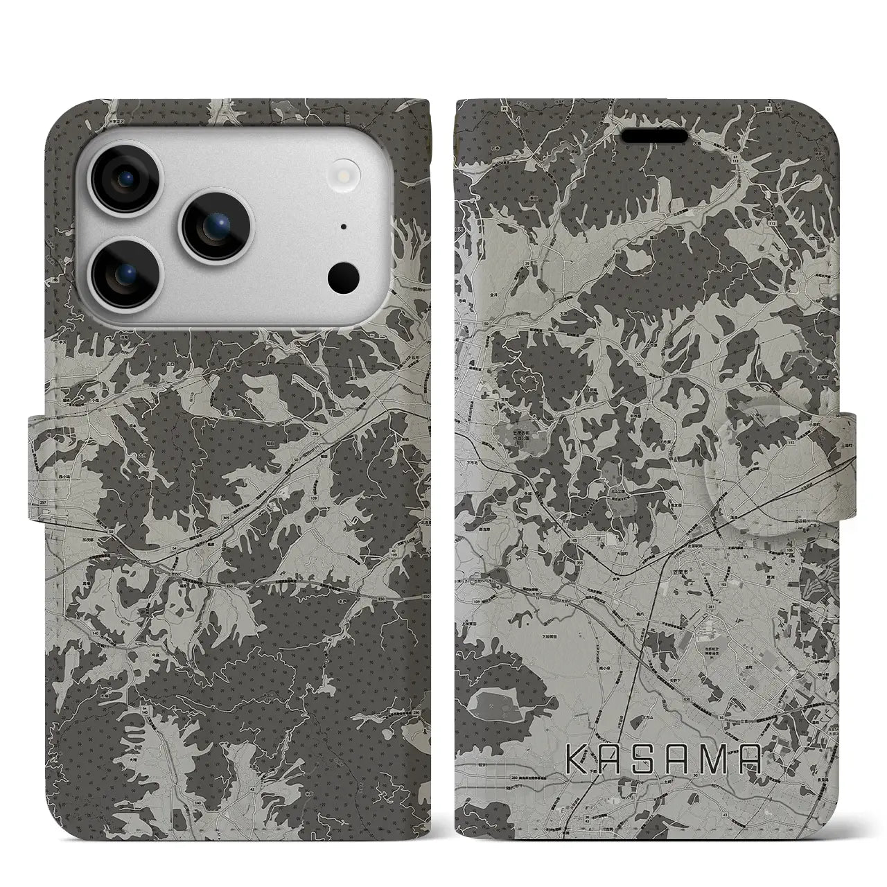 【笠間(茨城県)】地図柄iPhoneケース(手帳タイプ)