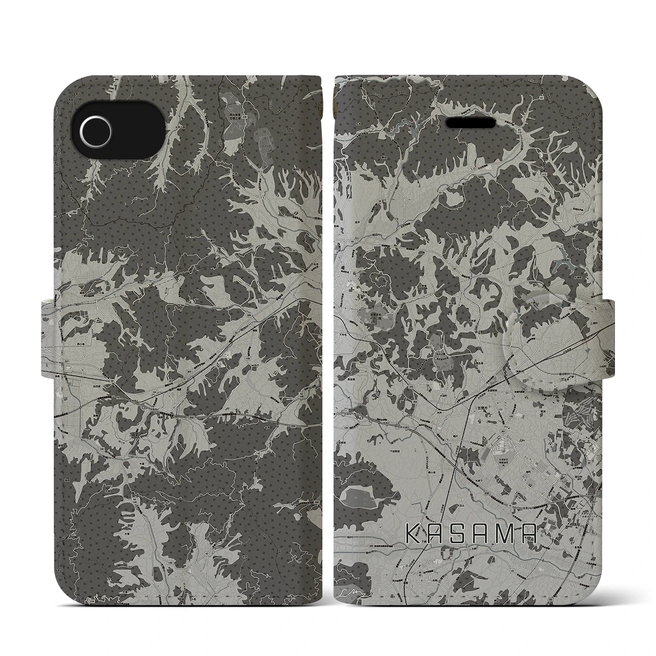 【笠間(茨城県)】地図柄iPhoneケース(手帳タイプ)