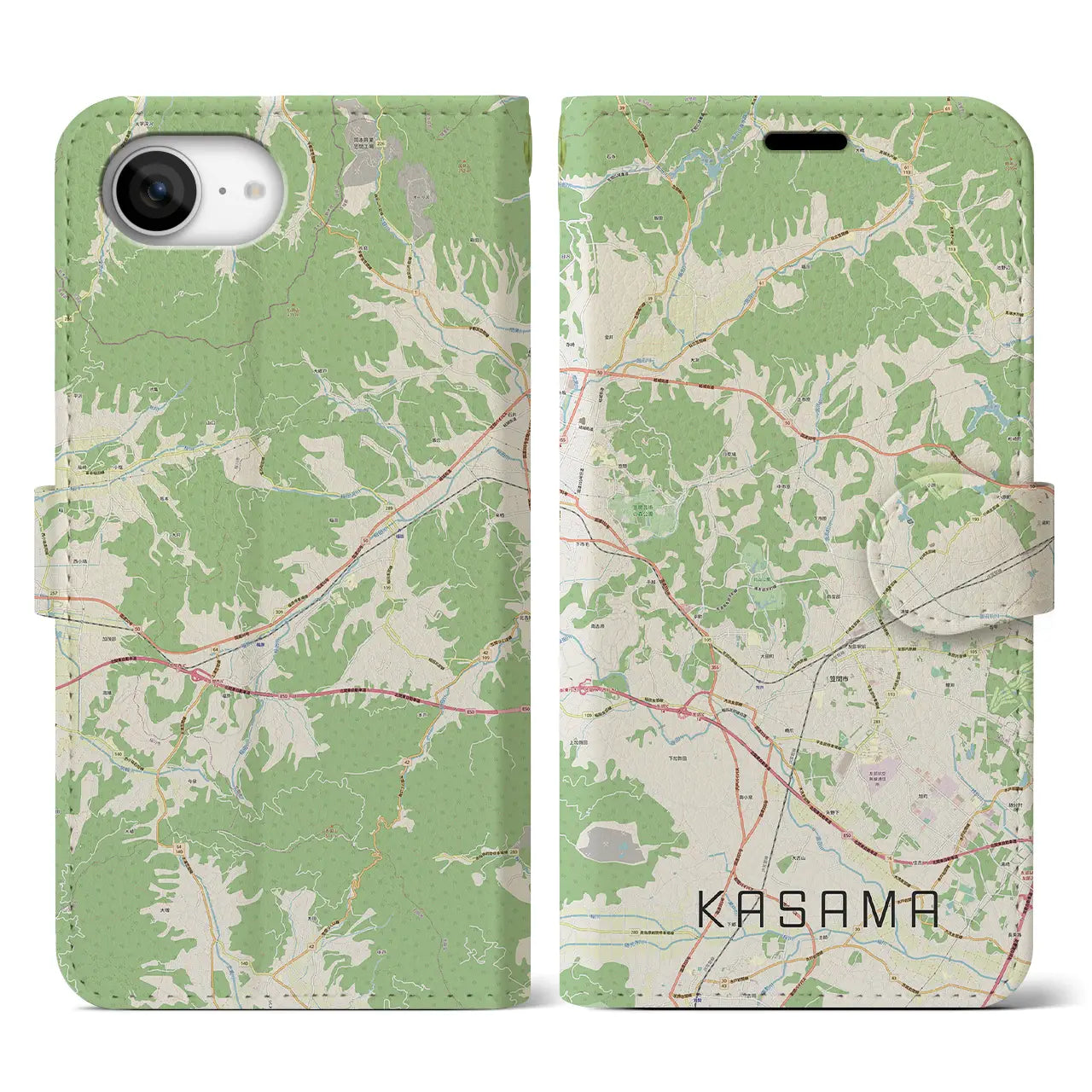 【笠間(茨城県)】地図柄iPhoneケース(手帳タイプ)