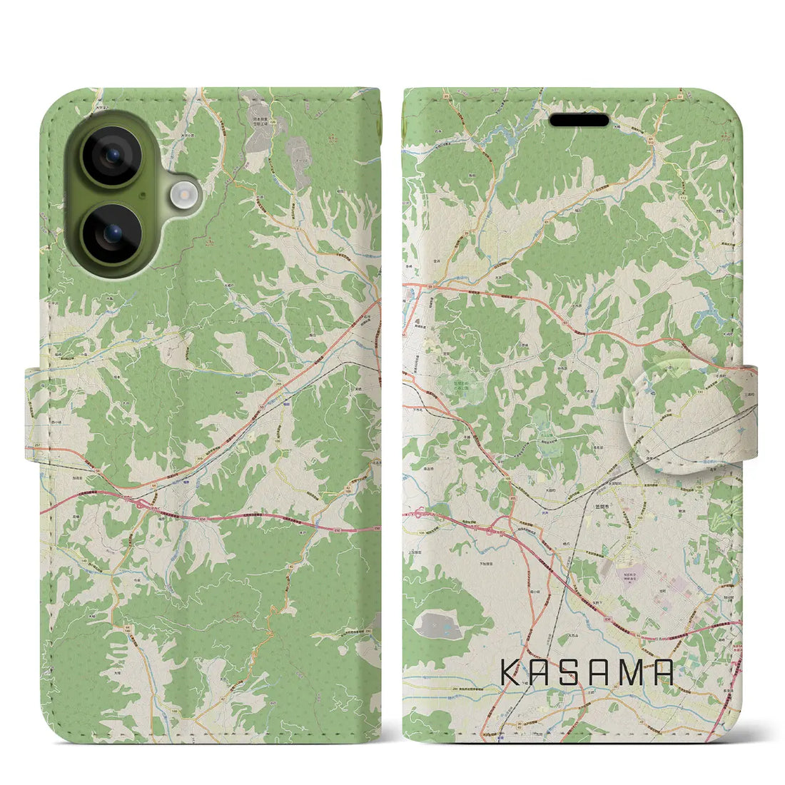【笠間(茨城県)】地図柄iPhoneケース(手帳タイプ)ナチュラル・iPhone 17 Pro Max 用