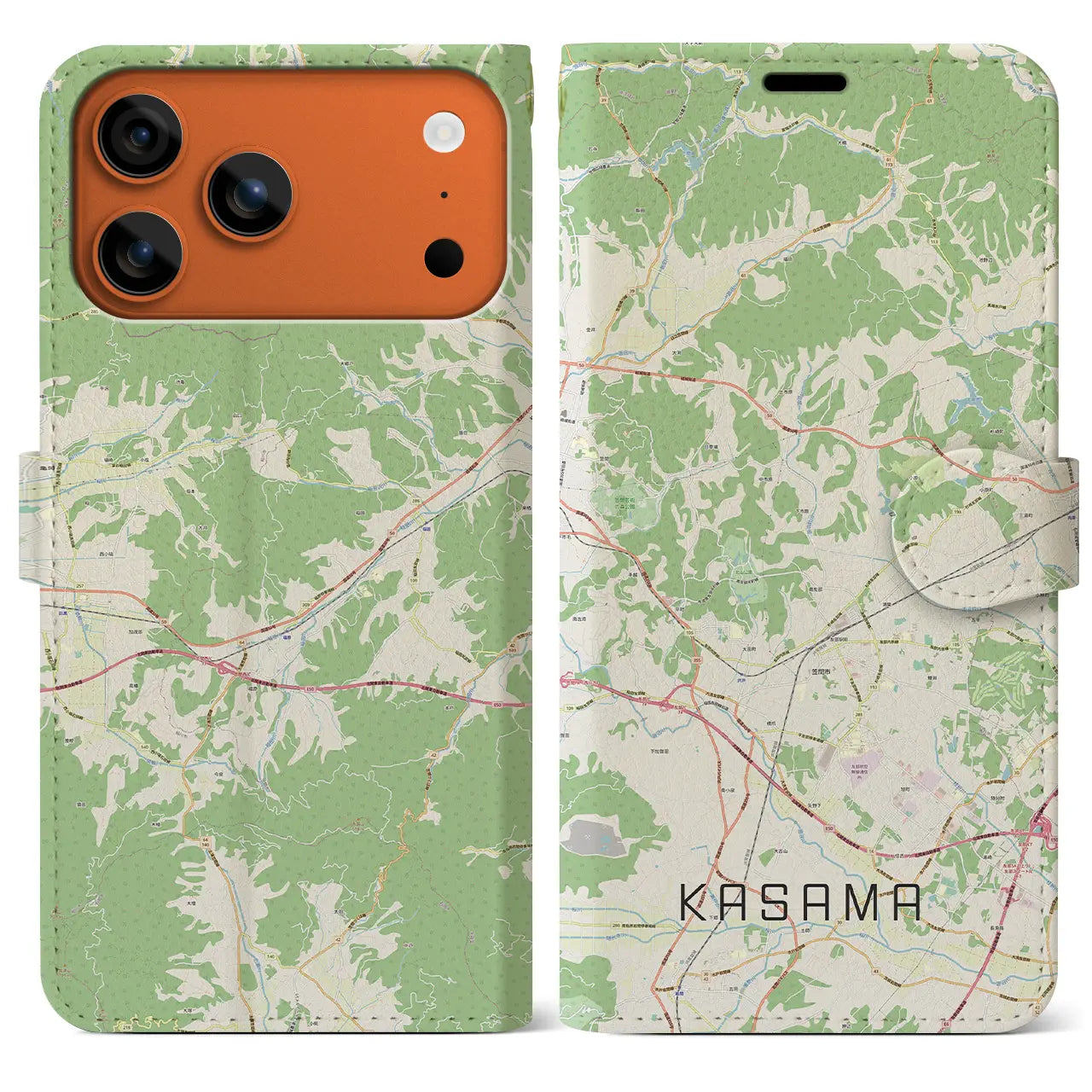 【笠間(茨城県)】地図柄iPhoneケース(手帳タイプ)