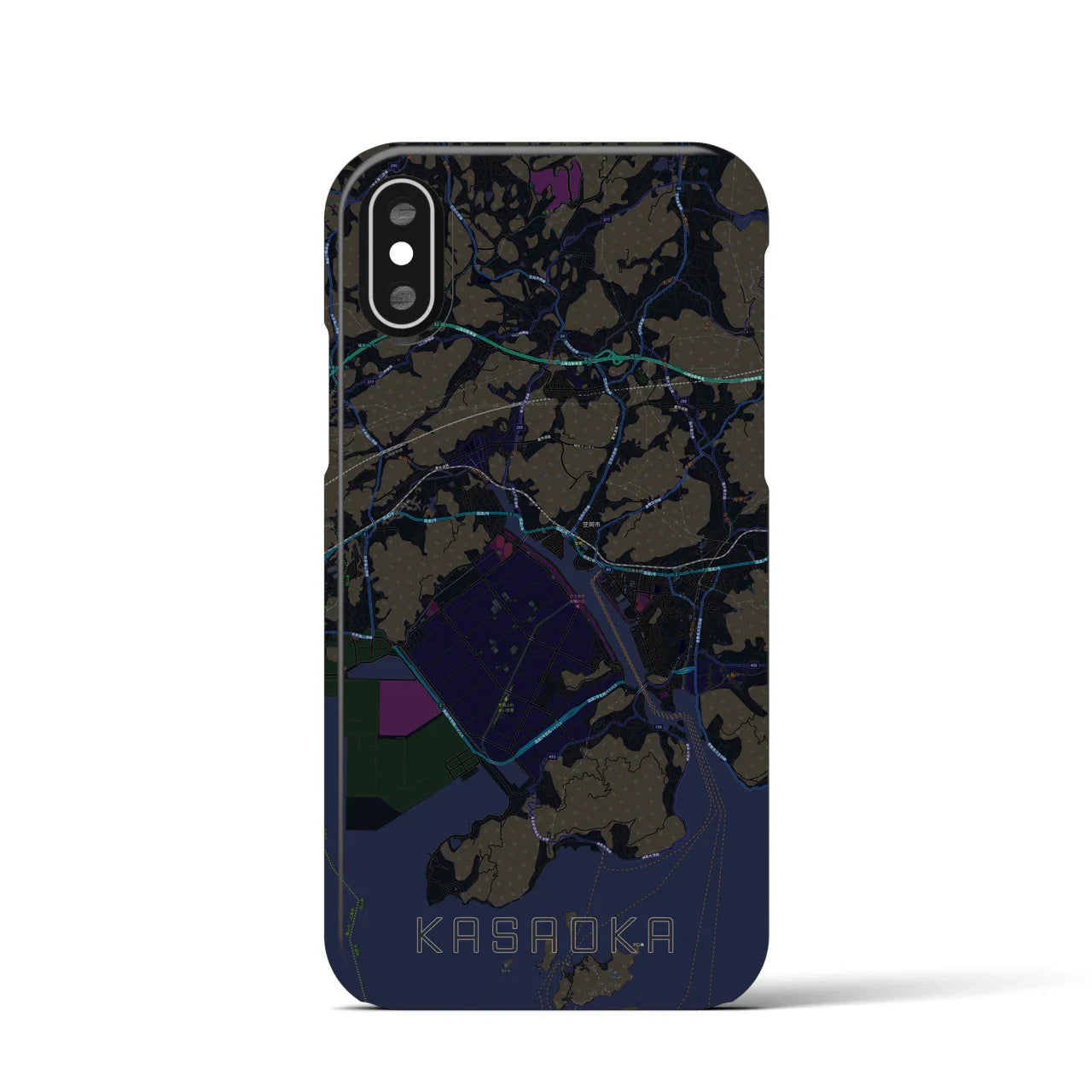 【笠岡(岡山県)】地図柄iPhoneケース(バックカバータイプ)