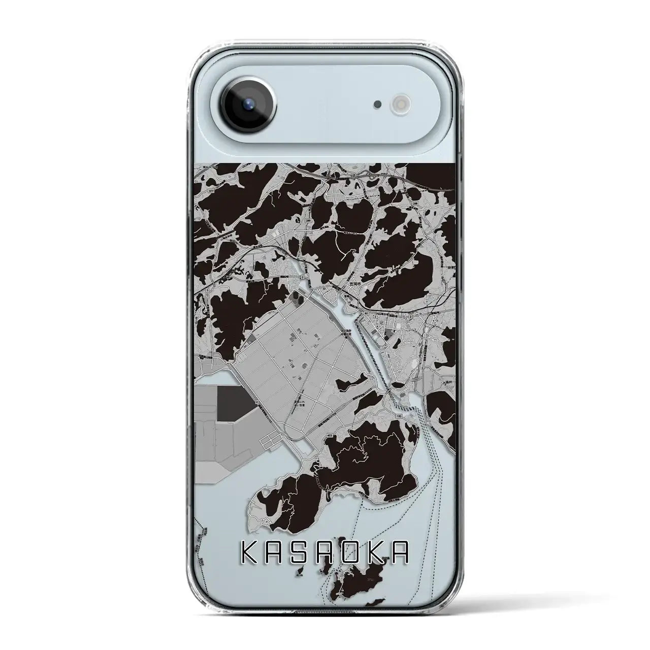 【笠岡(岡山県)】地図柄iPhoneケース(クリアタイプ)モノトーン・iPhone 17 Pro Max 用