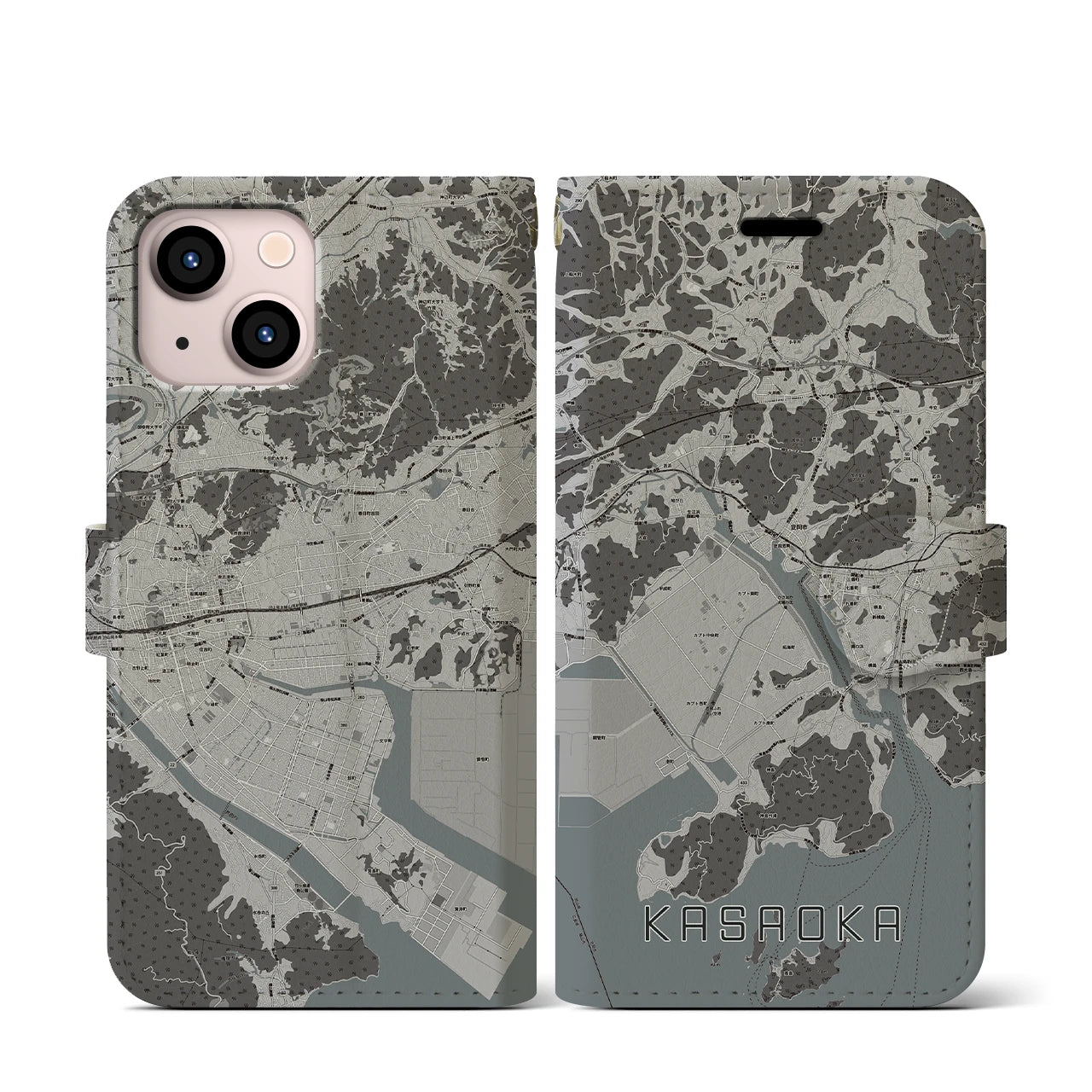 【笠岡(岡山県)】地図柄iPhoneケース(手帳タイプ)