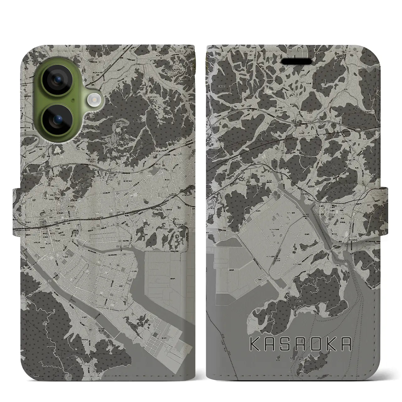 【笠岡(岡山県)】地図柄iPhoneケース(手帳タイプ)