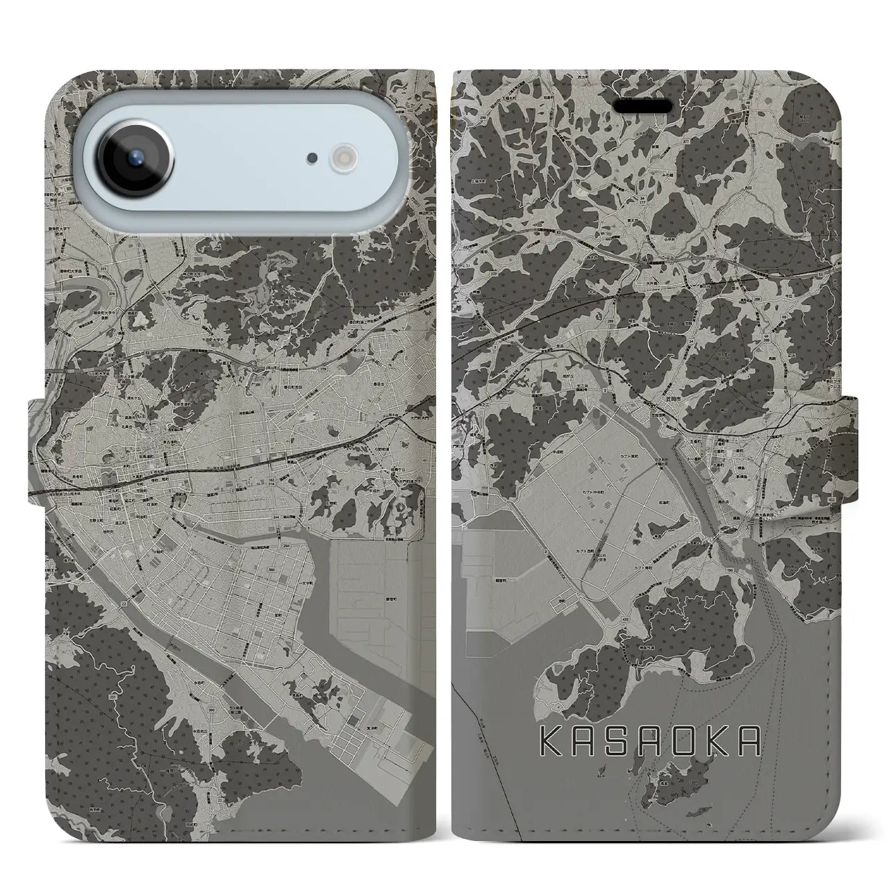 【笠岡(岡山県)】地図柄iPhoneケース(手帳タイプ)