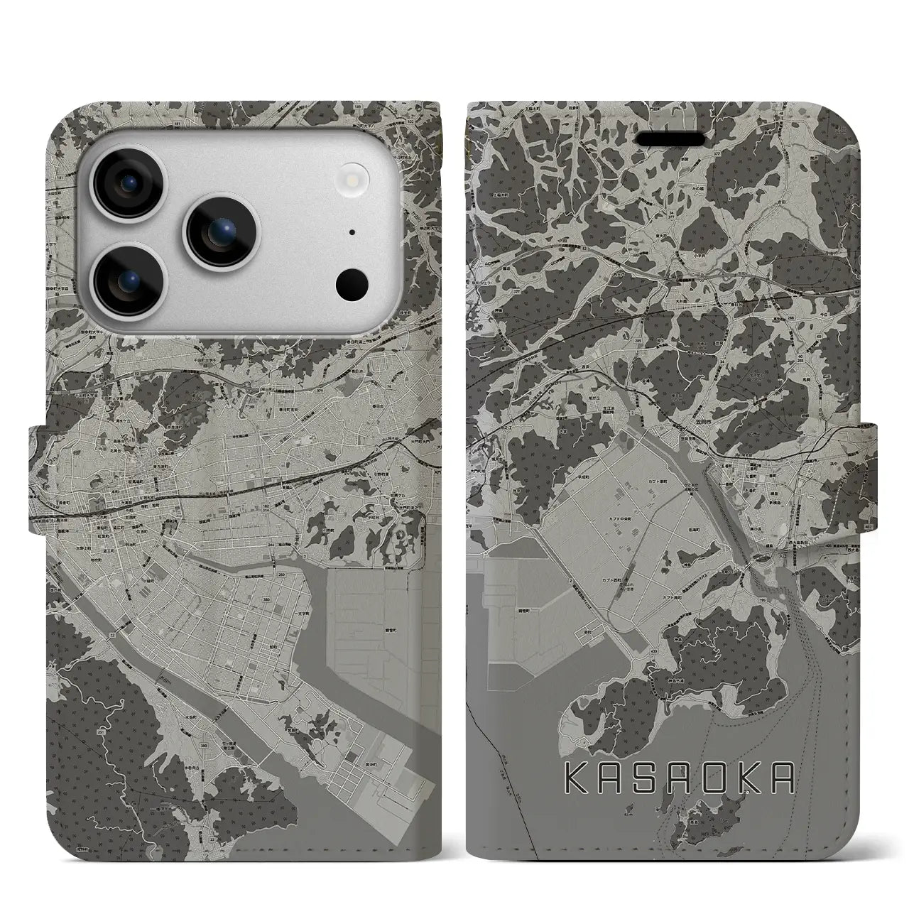 【笠岡(岡山県)】地図柄iPhoneケース(手帳タイプ)