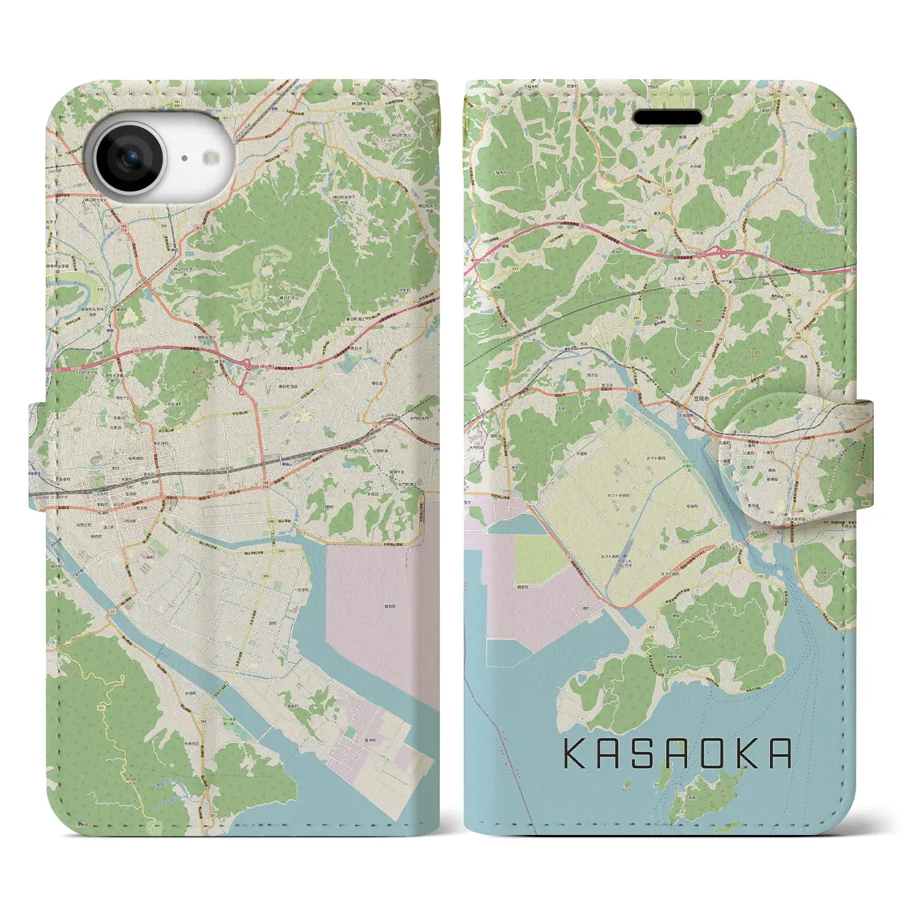 【笠岡(岡山県)】地図柄iPhoneケース(手帳タイプ)