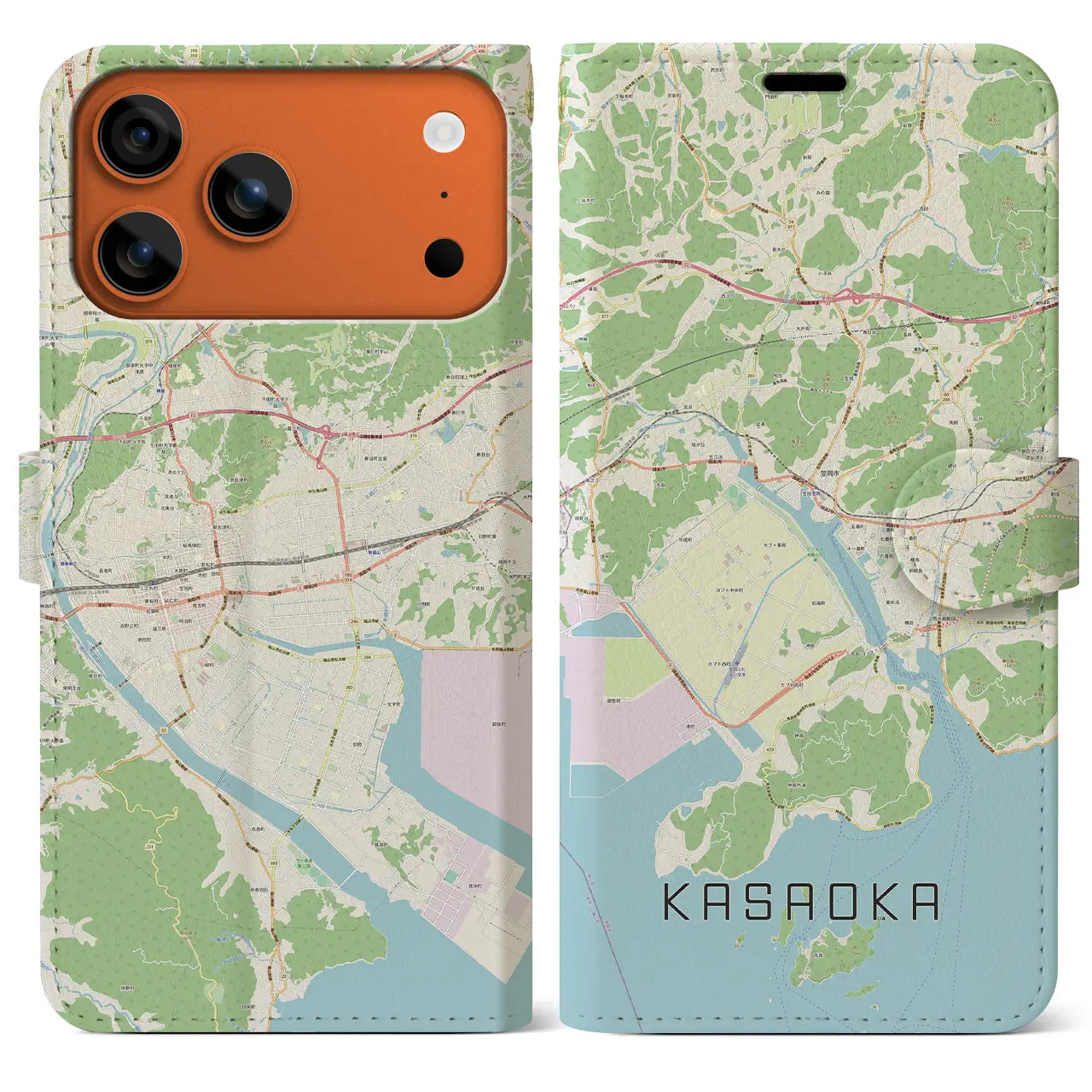 【笠岡(岡山県)】地図柄iPhoneケース(手帳タイプ)