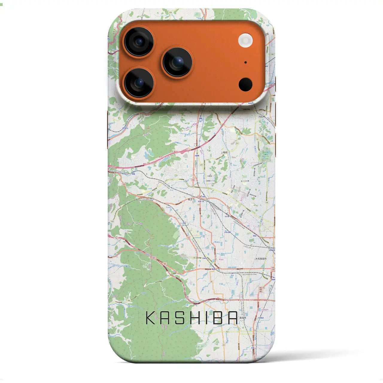 【香芝(奈良県)】地図柄iPhoneケース(バックカバータイプ)ブラック・iPhone 17 Pro Max 用