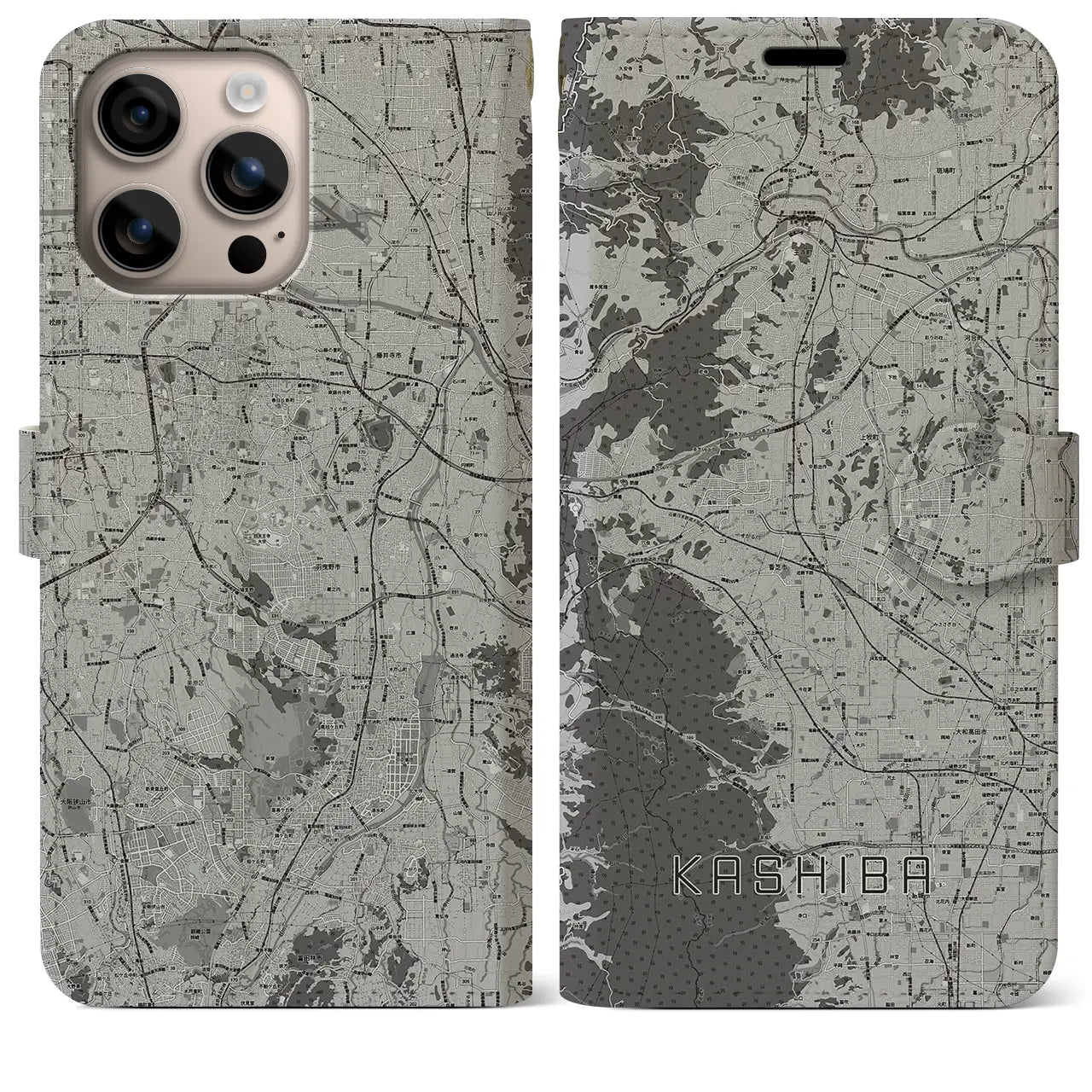 【香芝(奈良県)】地図柄iPhoneケース(手帳タイプ)