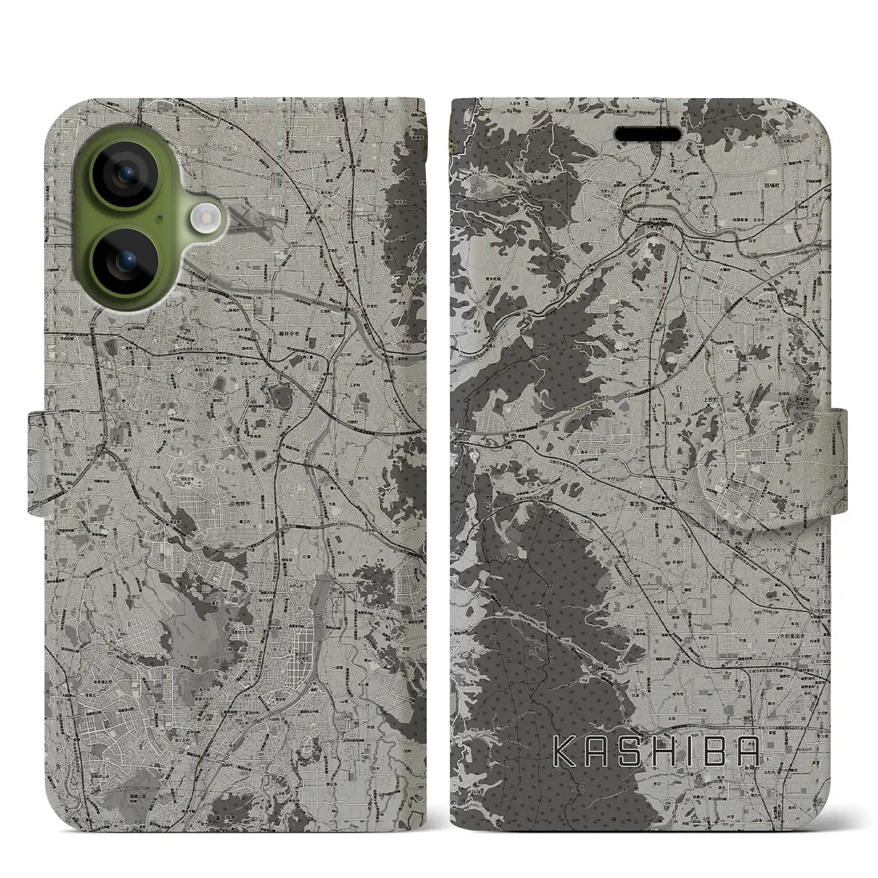 【香芝(奈良県)】地図柄iPhoneケース(手帳タイプ)