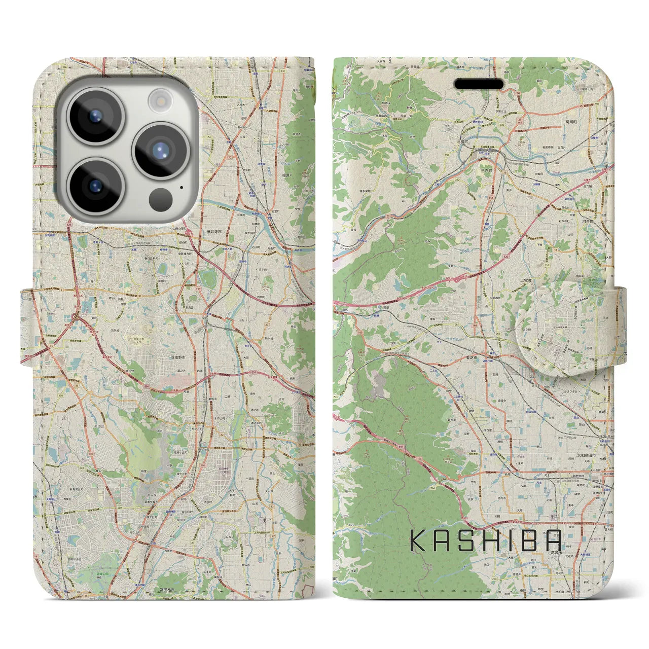 【香芝(奈良県)】地図柄iPhoneケース(手帳タイプ)
