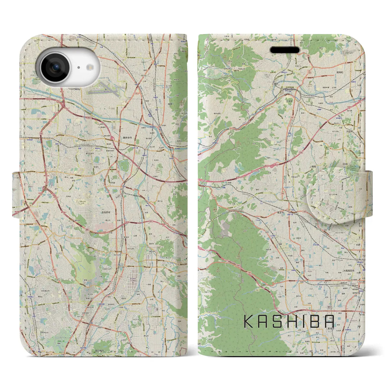 【香芝(奈良県)】地図柄iPhoneケース(手帳タイプ)