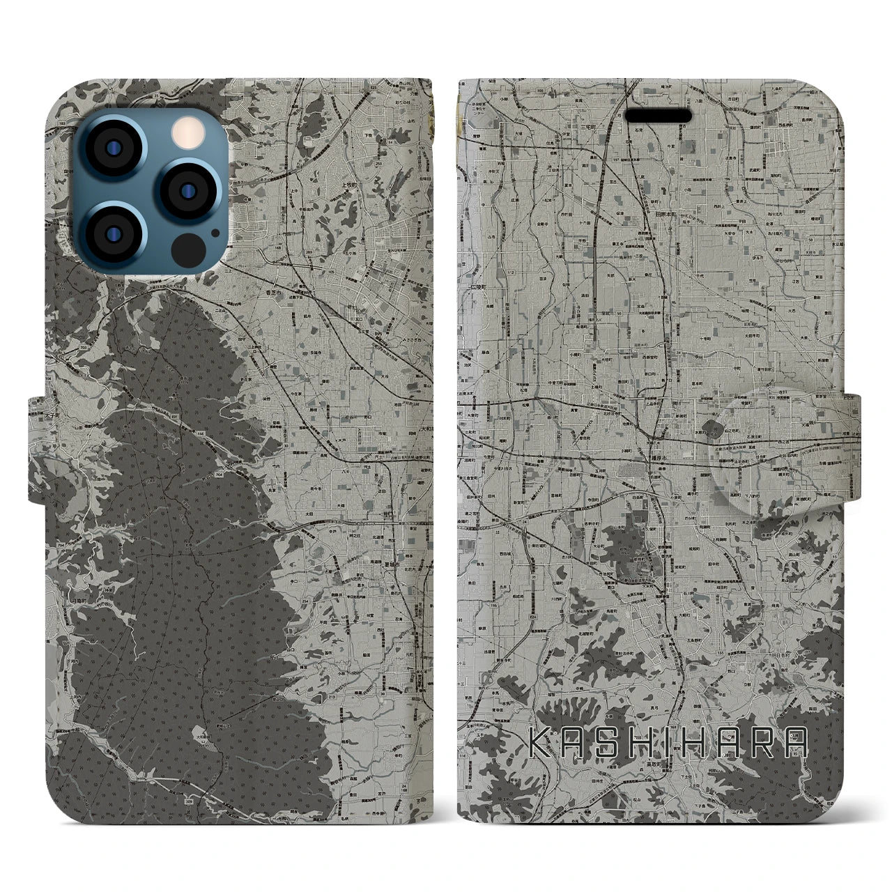 【橿原(奈良県)】地図柄iPhoneケース(手帳タイプ)