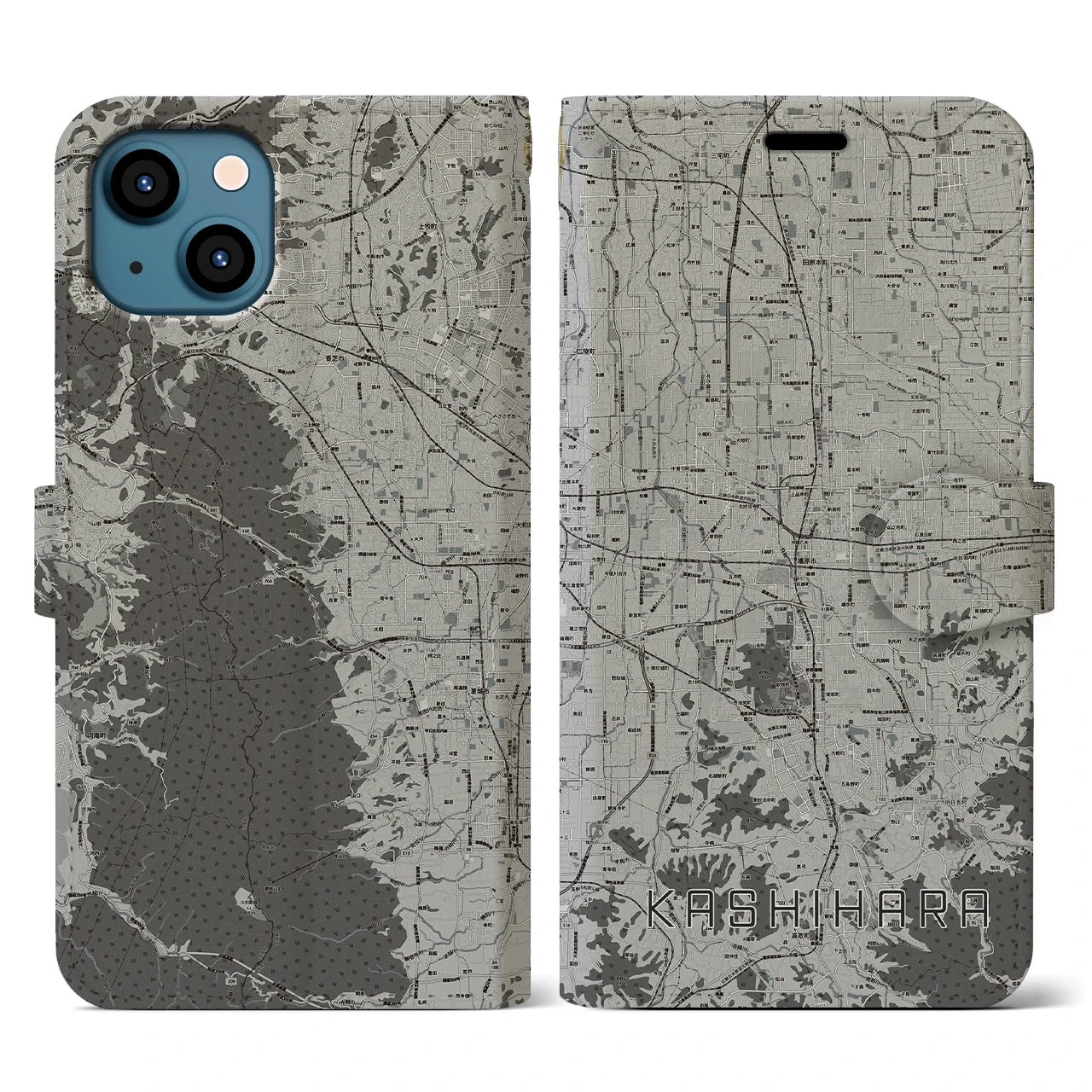 【橿原(奈良県)】地図柄iPhoneケース(手帳タイプ)