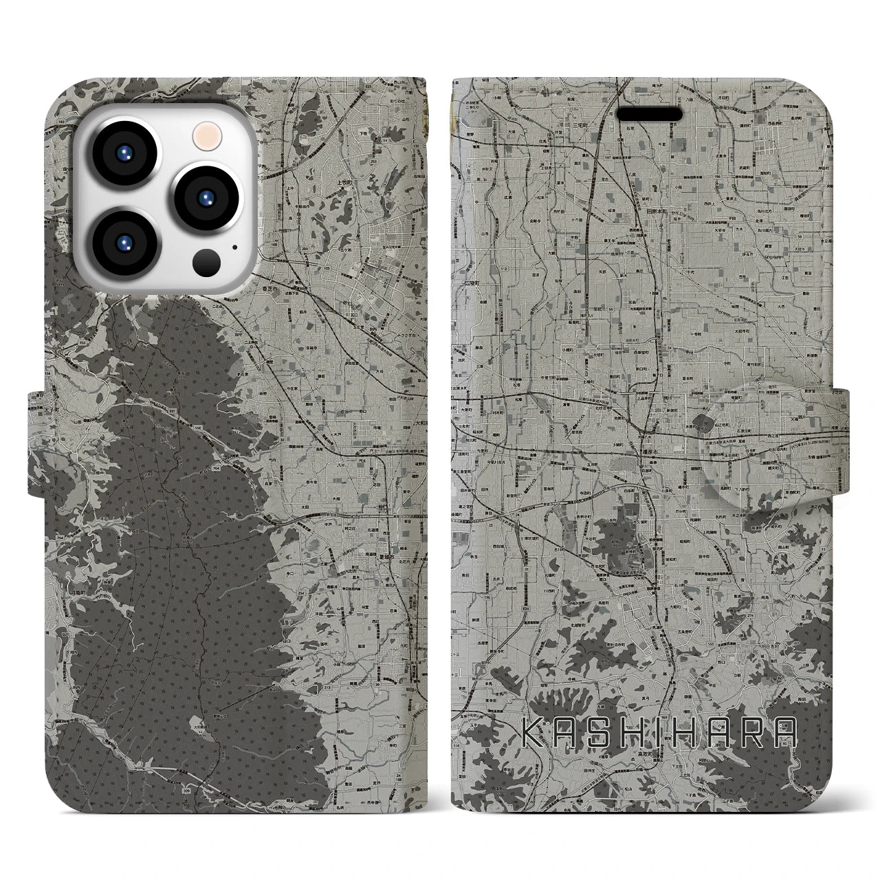 【橿原(奈良県)】地図柄iPhoneケース(手帳タイプ)