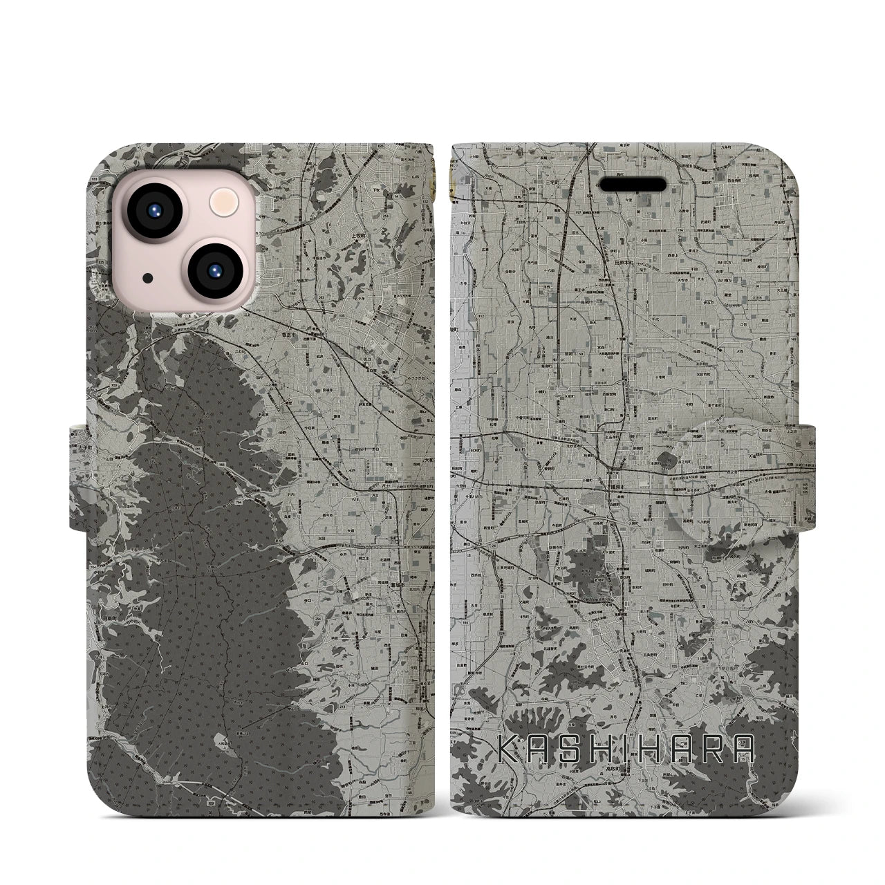 【橿原(奈良県)】地図柄iPhoneケース(手帳タイプ)