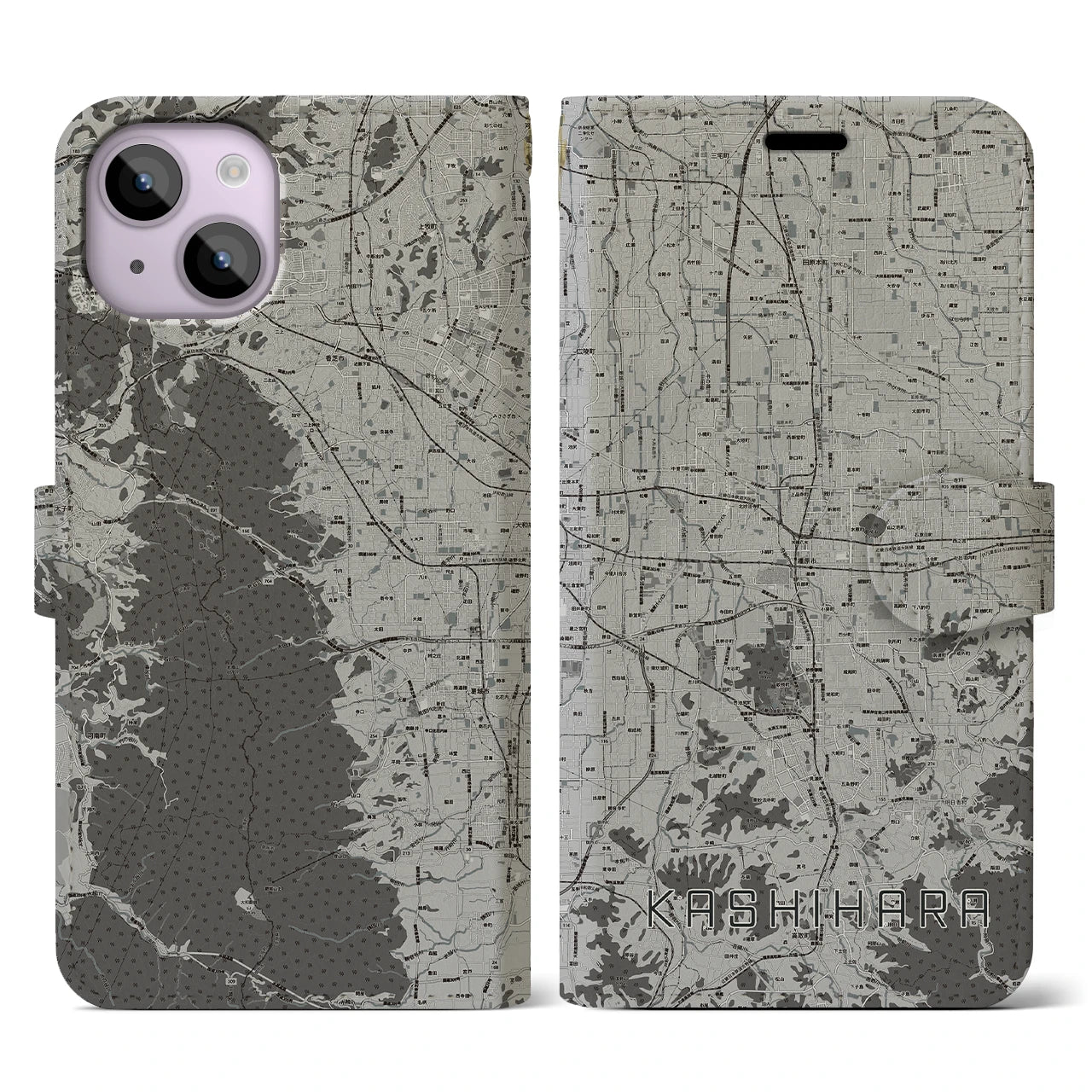 【橿原(奈良県)】地図柄iPhoneケース(手帳タイプ)