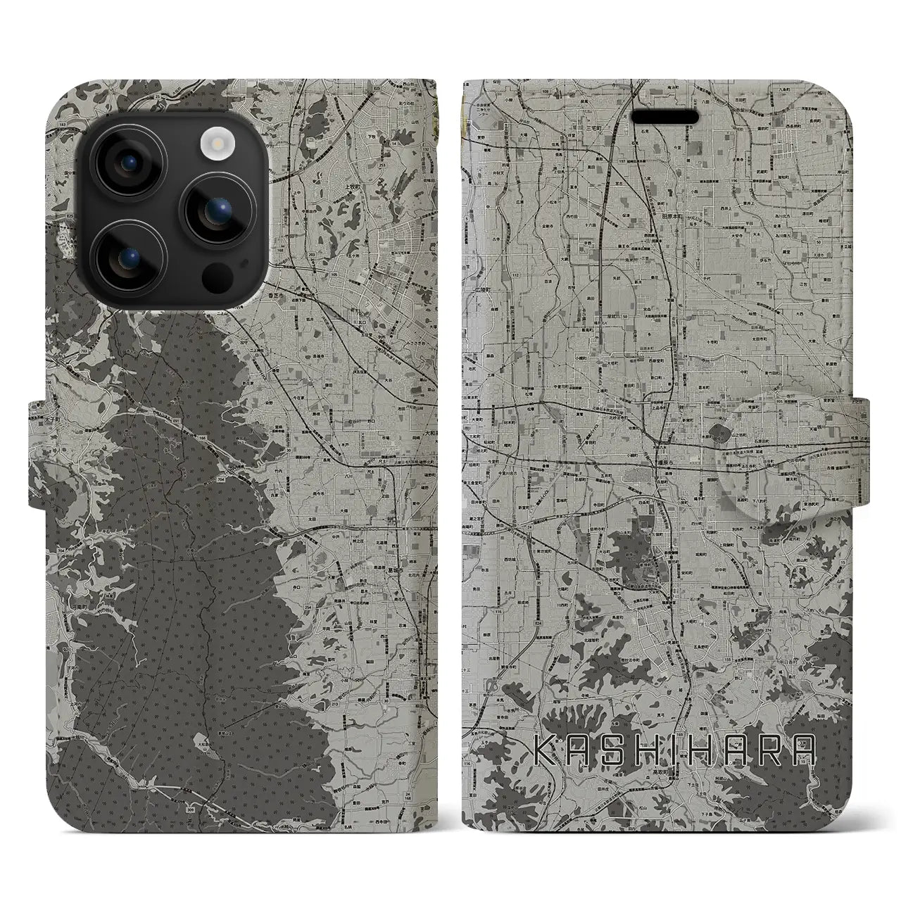 【橿原(奈良県)】地図柄iPhoneケース(手帳タイプ)