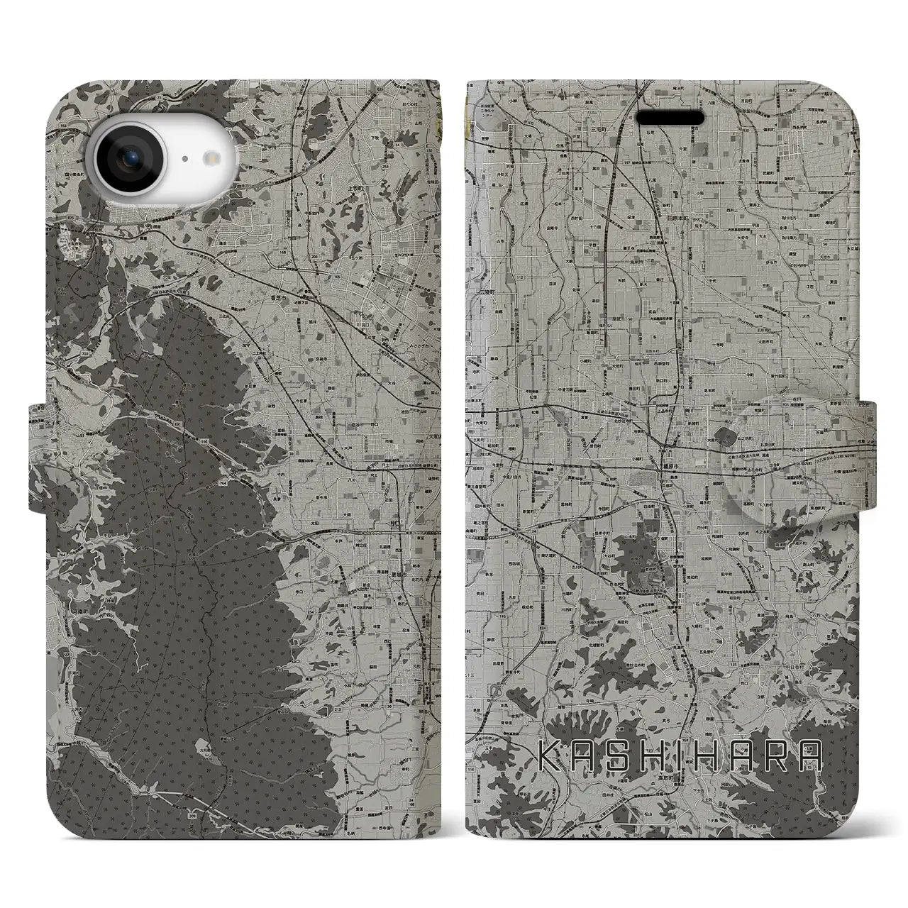 【橿原(奈良県)】地図柄iPhoneケース(手帳タイプ)