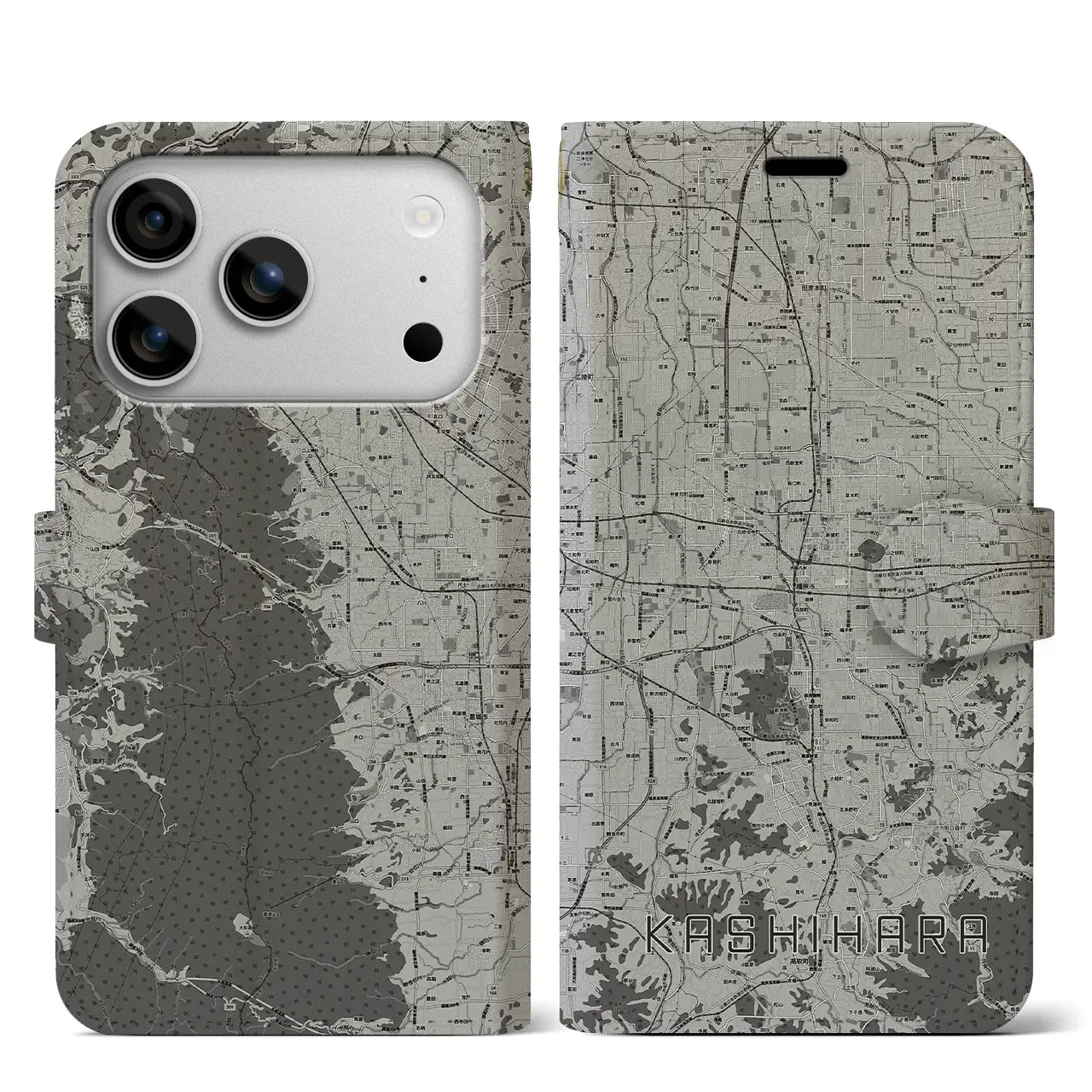 【橿原(奈良県)】地図柄iPhoneケース(手帳タイプ)