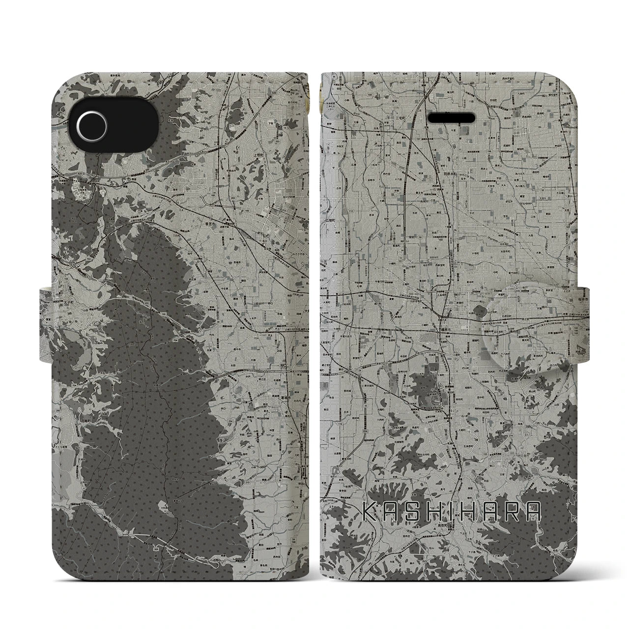 【橿原(奈良県)】地図柄iPhoneケース(手帳タイプ)