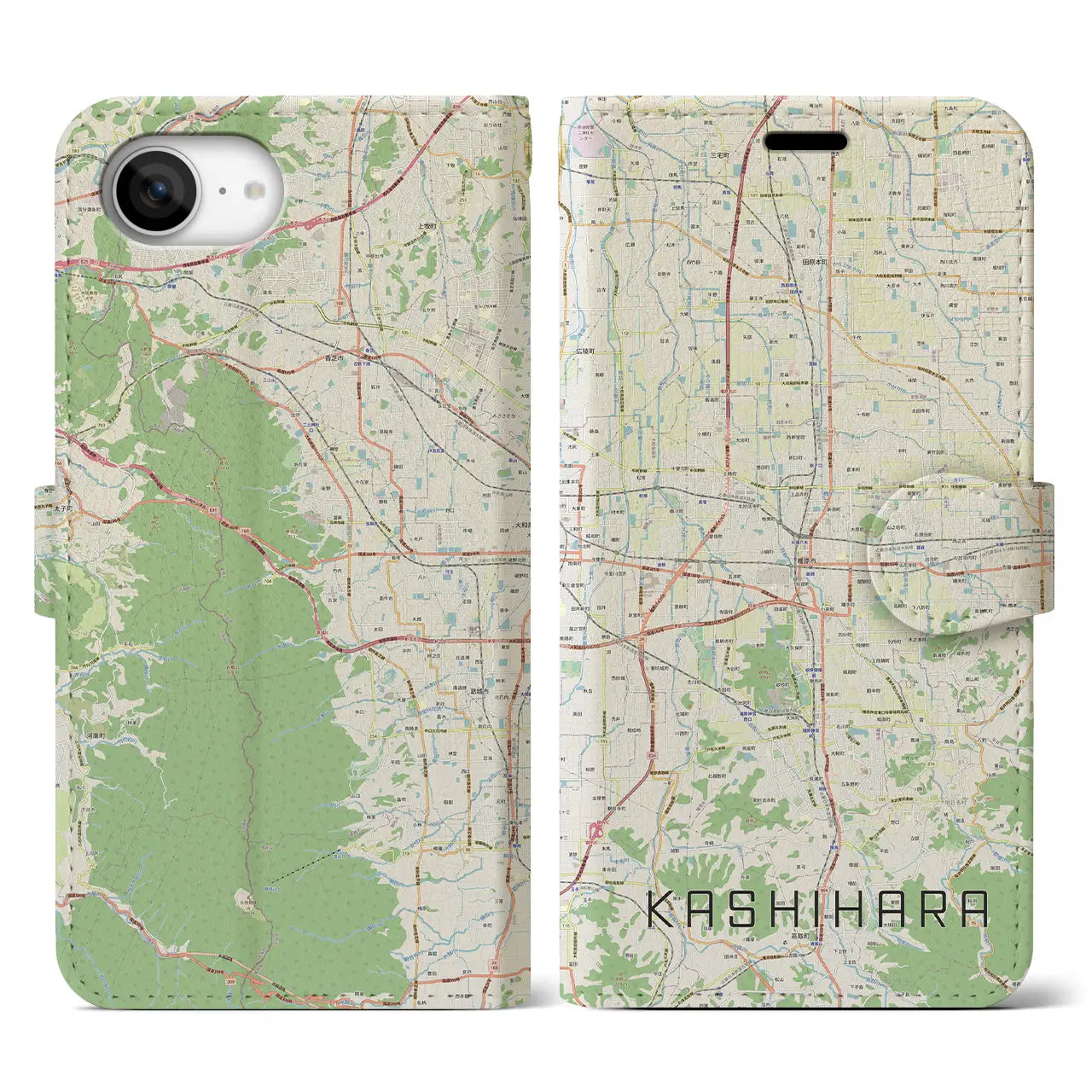 【橿原(奈良県)】地図柄iPhoneケース(手帳タイプ)