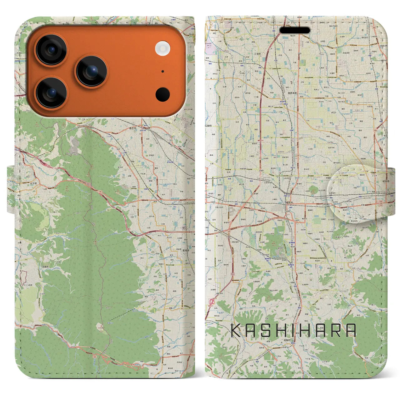 【橿原(奈良県)】地図柄iPhoneケース(手帳タイプ)