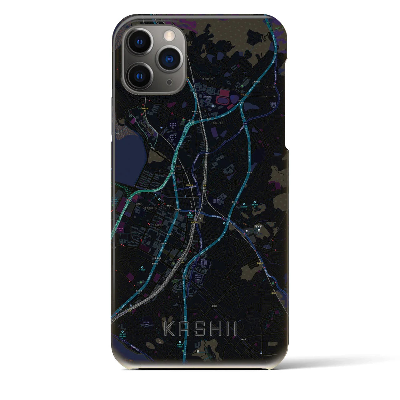 【香椎(福岡県)】地図柄iPhoneケース(バックカバータイプ)