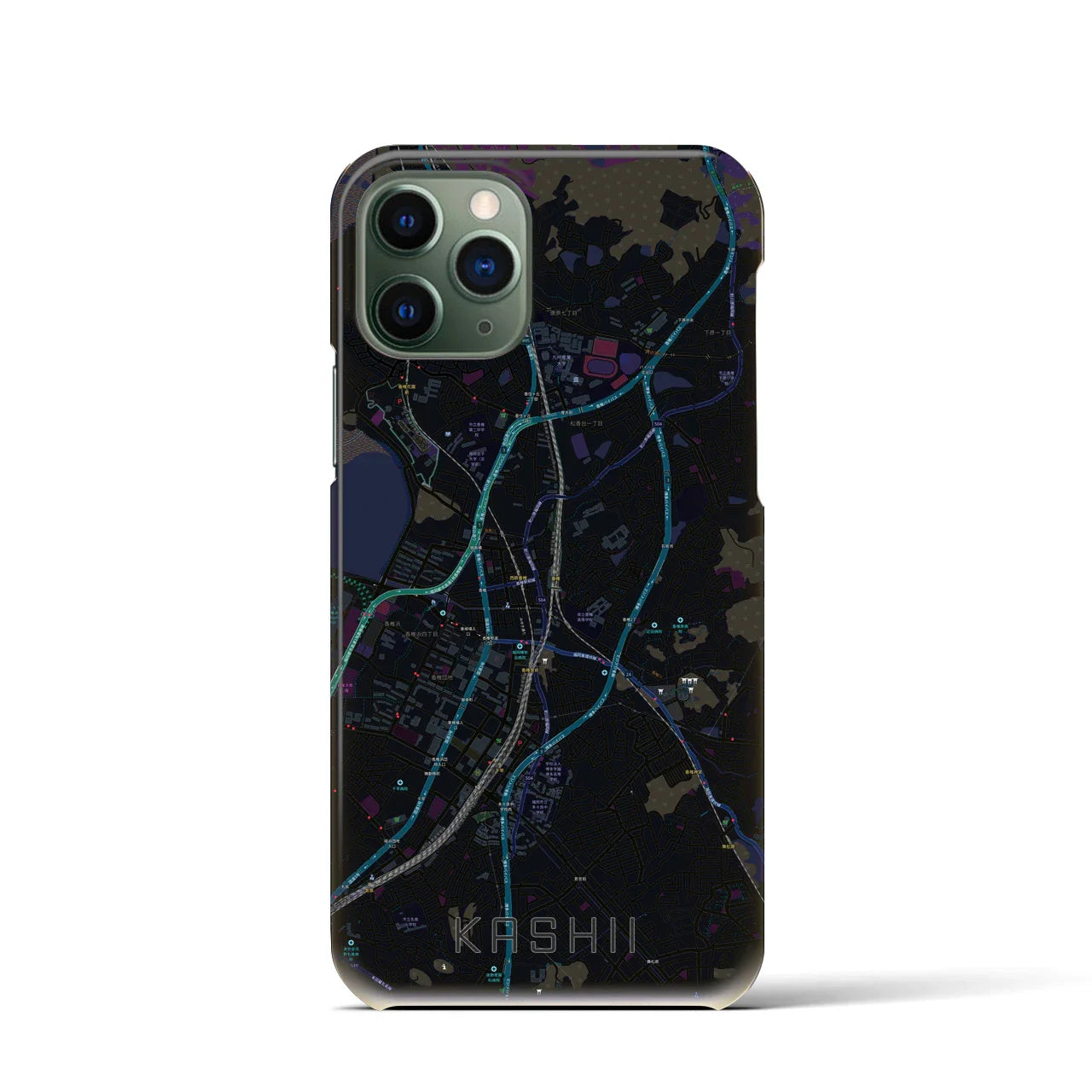 【香椎(福岡県)】地図柄iPhoneケース(バックカバータイプ)