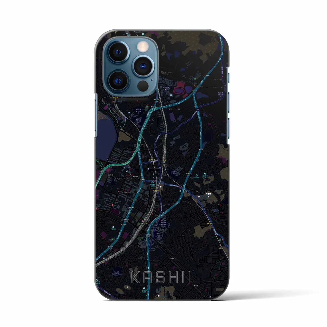 【香椎(福岡県)】地図柄iPhoneケース(バックカバータイプ)