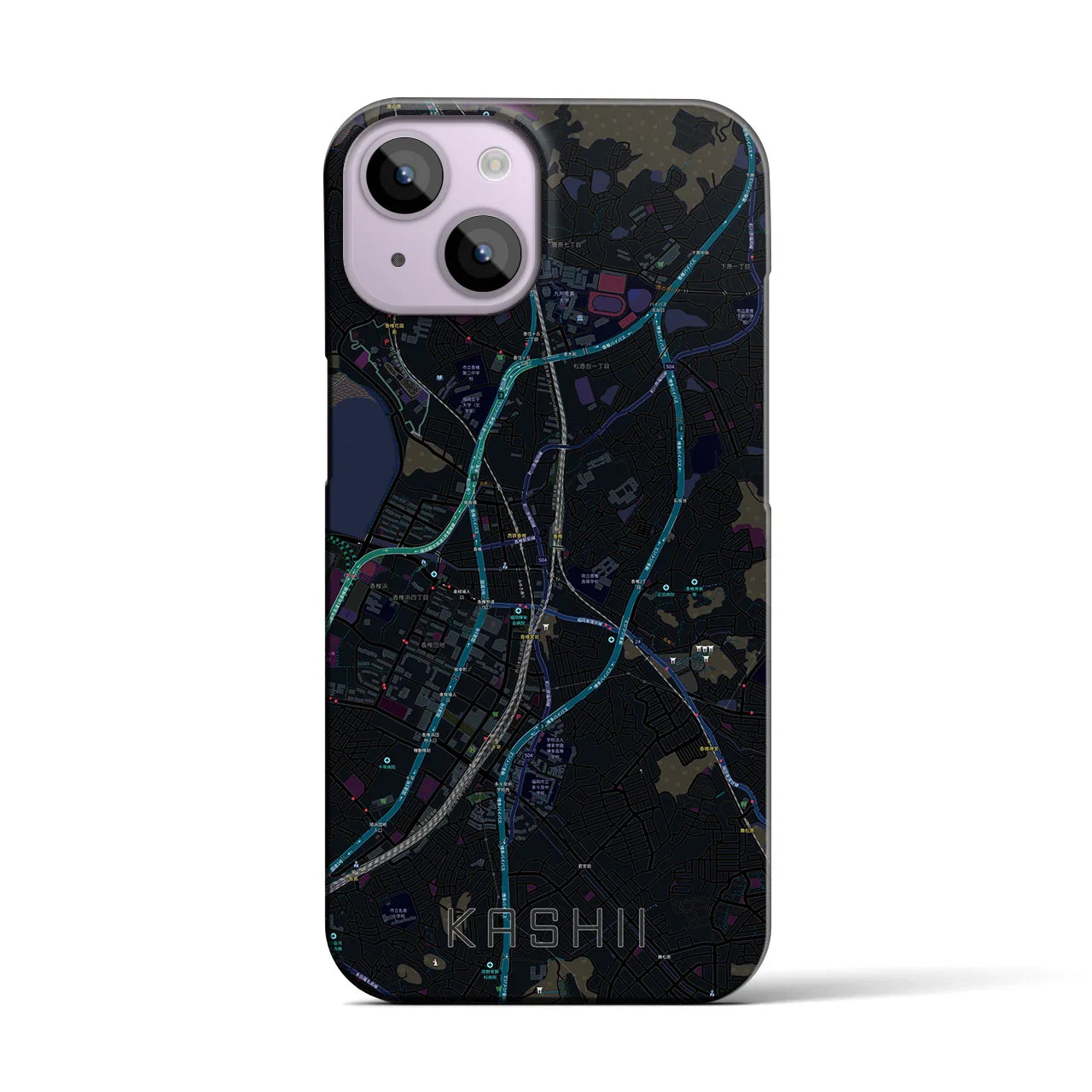 【香椎(福岡県)】地図柄iPhoneケース(バックカバータイプ)
