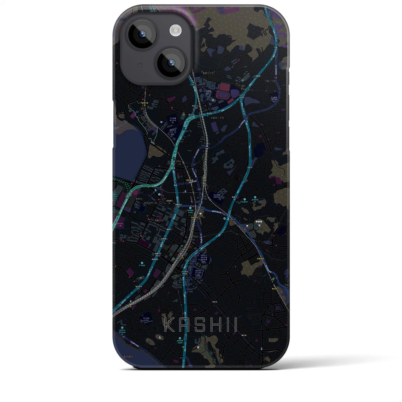 【香椎(福岡県)】地図柄iPhoneケース(バックカバータイプ)