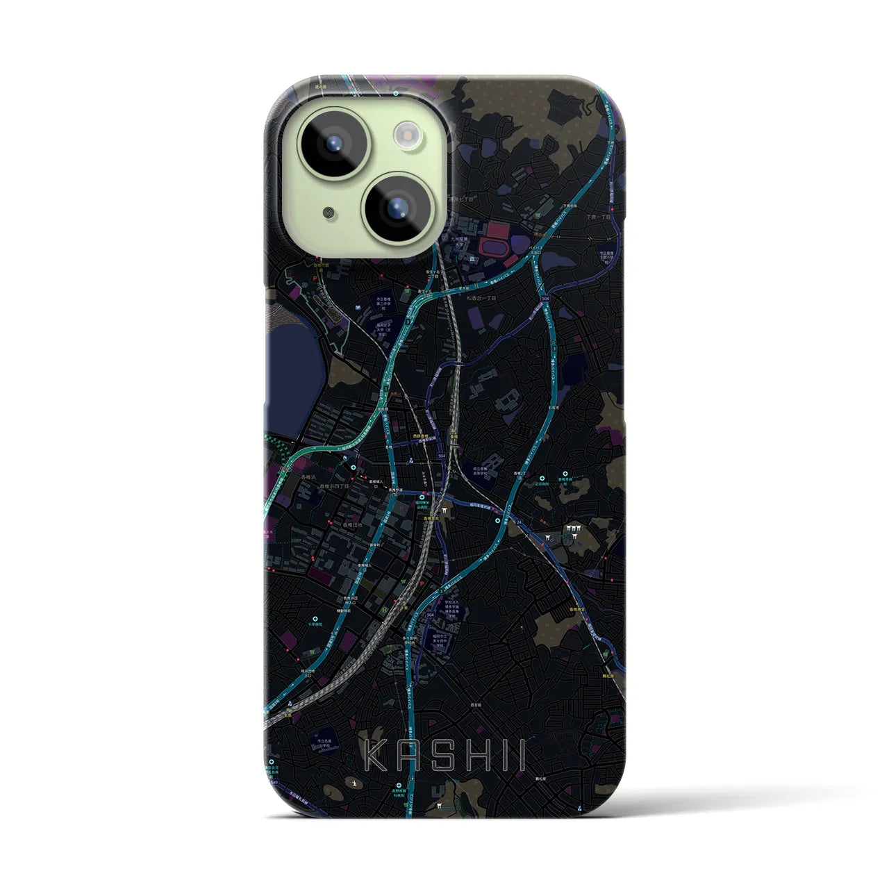 【香椎(福岡県)】地図柄iPhoneケース(バックカバータイプ)
