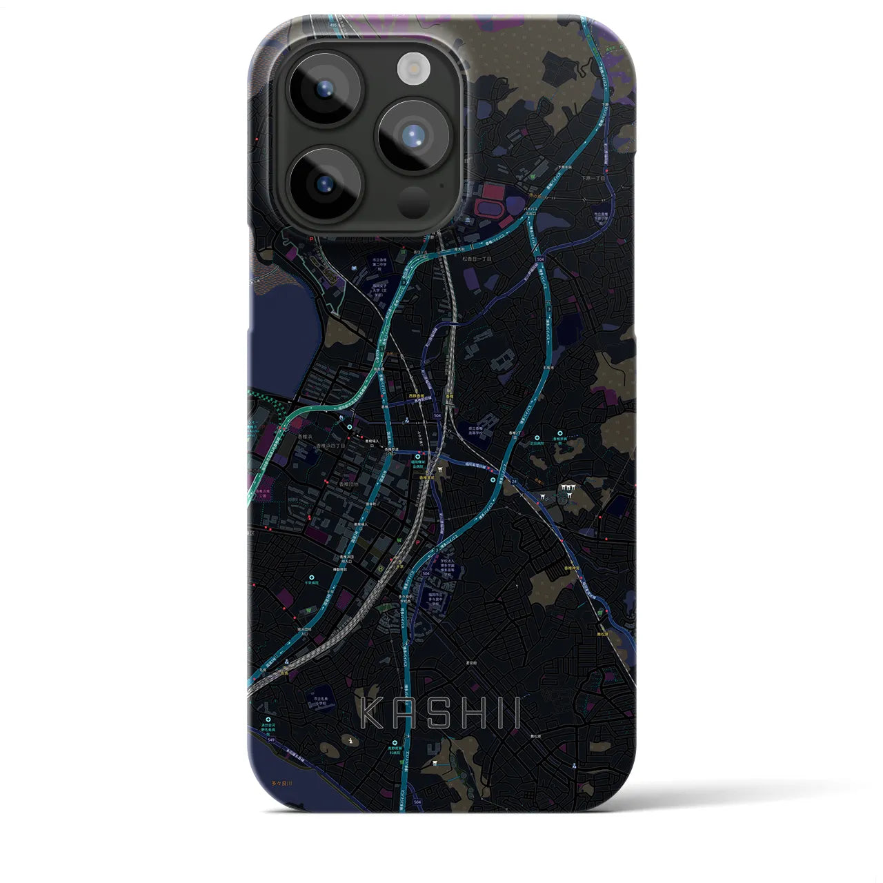【香椎(福岡県)】地図柄iPhoneケース(バックカバータイプ)