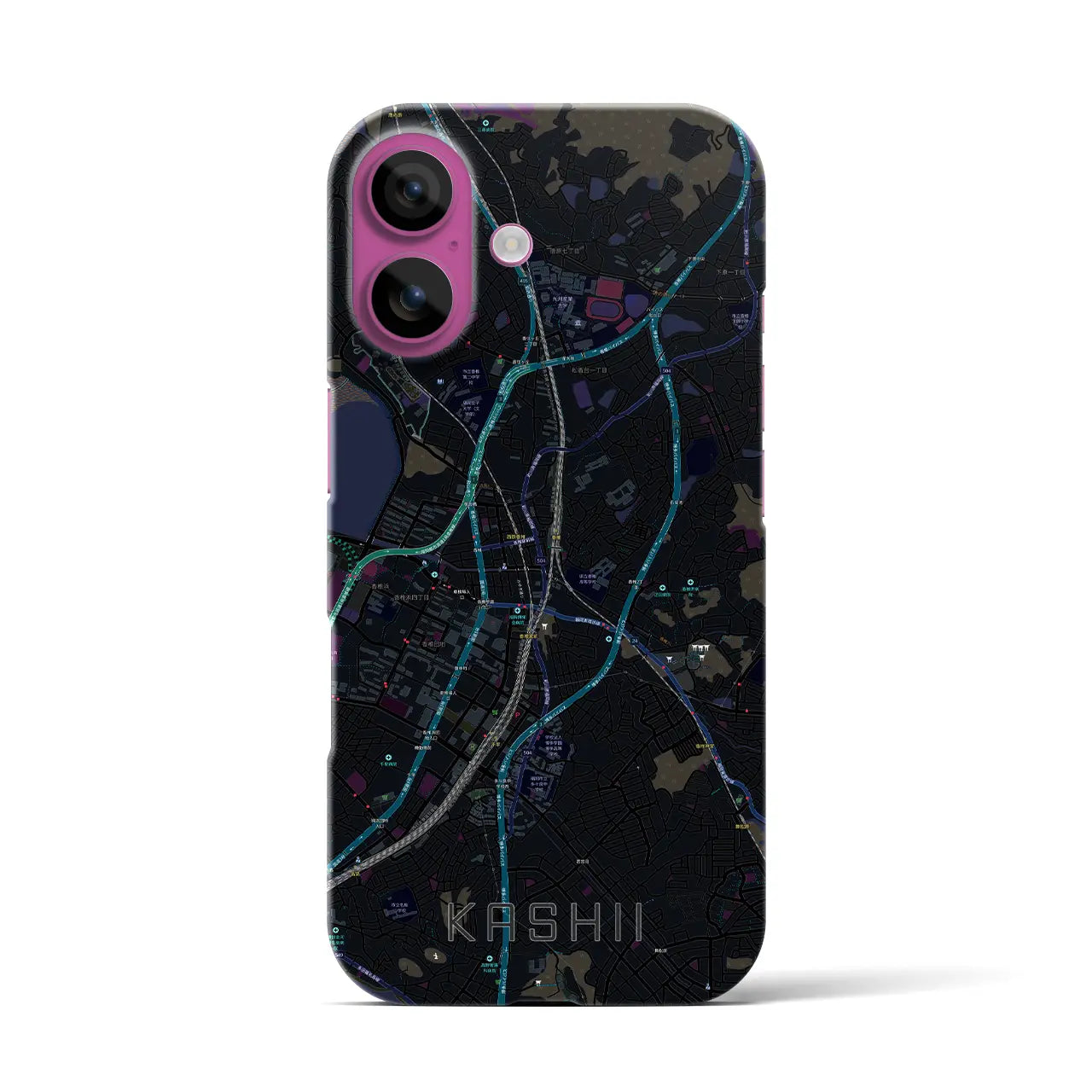 【香椎(福岡県)】地図柄iPhoneケース(バックカバータイプ)