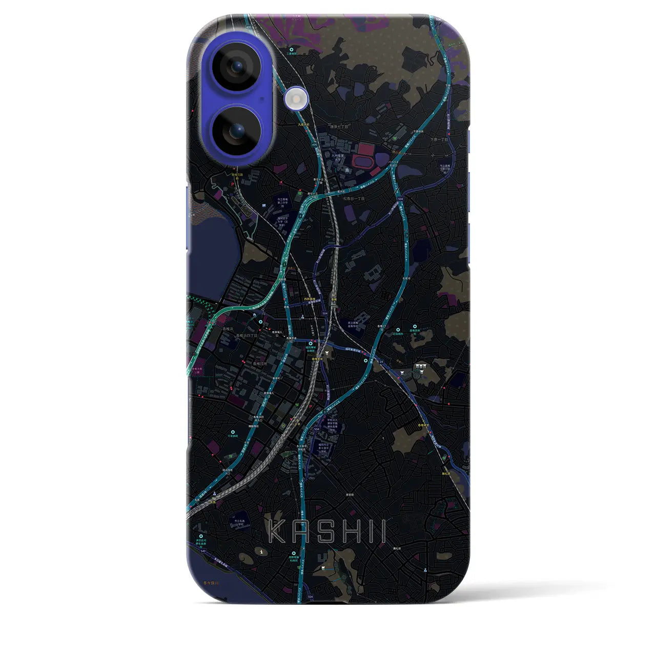 【香椎(福岡県)】地図柄iPhoneケース(バックカバータイプ)