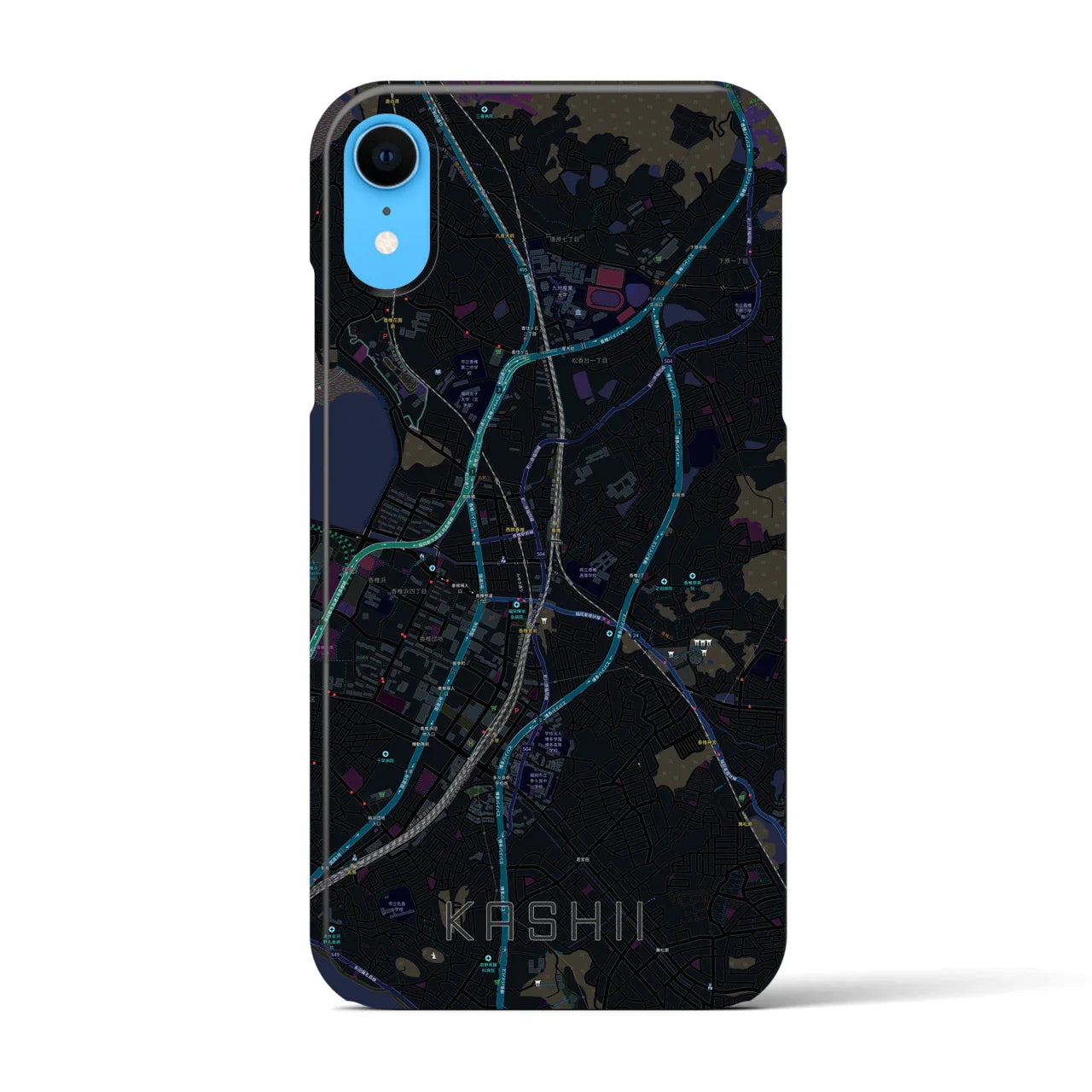 【香椎(福岡県)】地図柄iPhoneケース(バックカバータイプ)