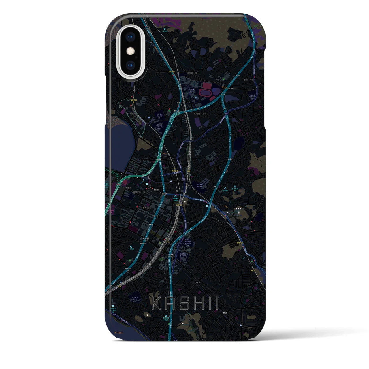 【香椎(福岡県)】地図柄iPhoneケース(バックカバータイプ)